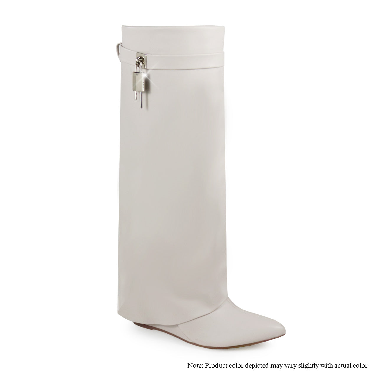 MUTTO-1 DRAPEOVER KNEE HIGH BOOT WEDGE - BONE