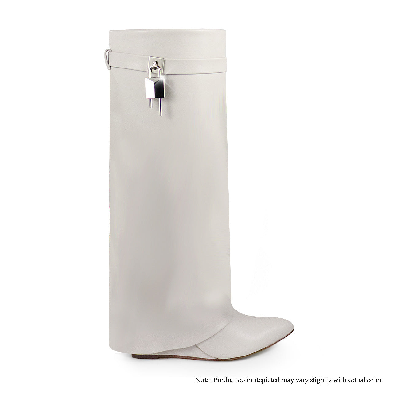 MUTTO-1 DRAPEOVER KNEE HIGH BOOT WEDGE - BONE