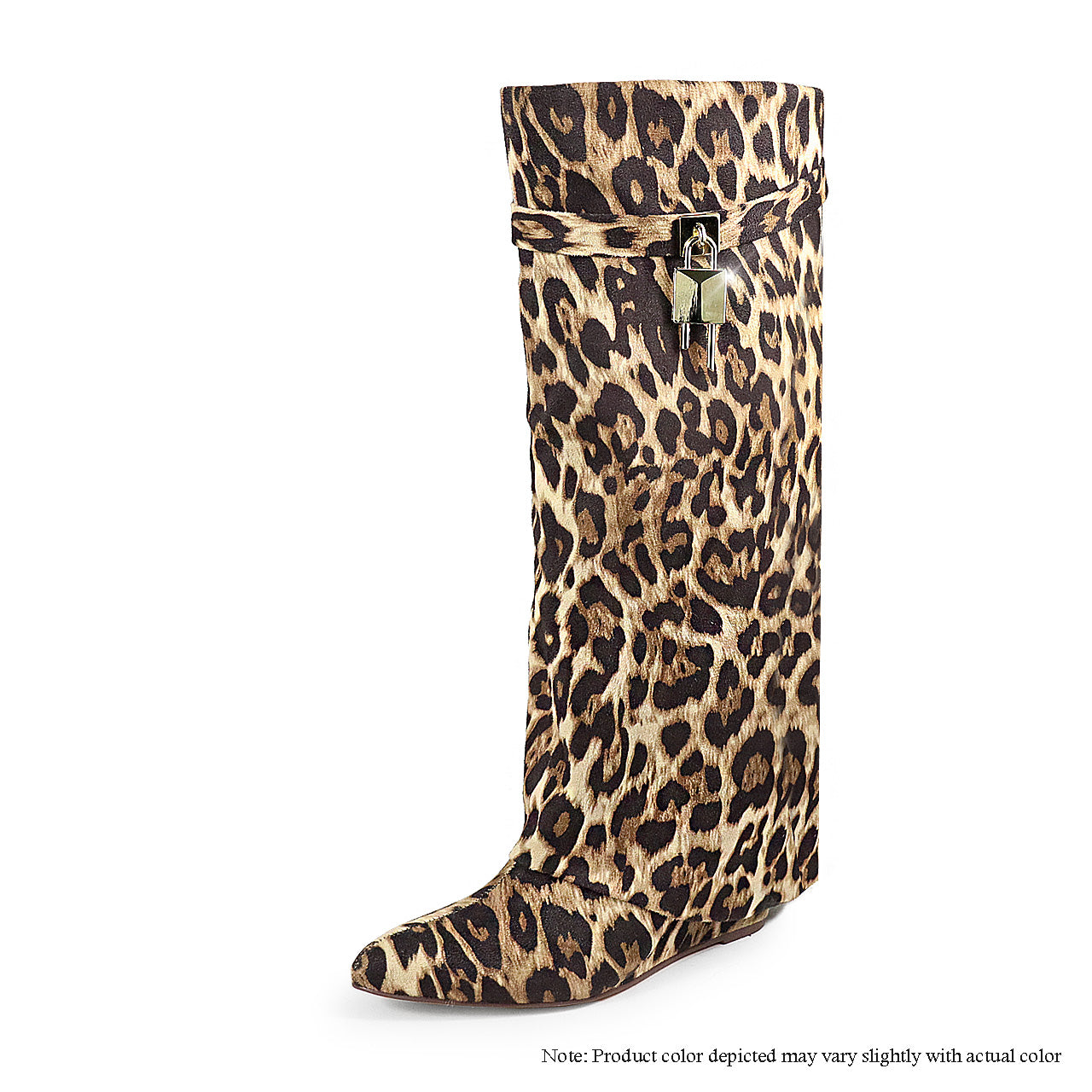 MUTTO-1 DRAPEOVER KNEE HIGH BOOT WEDGE - LEOPARD