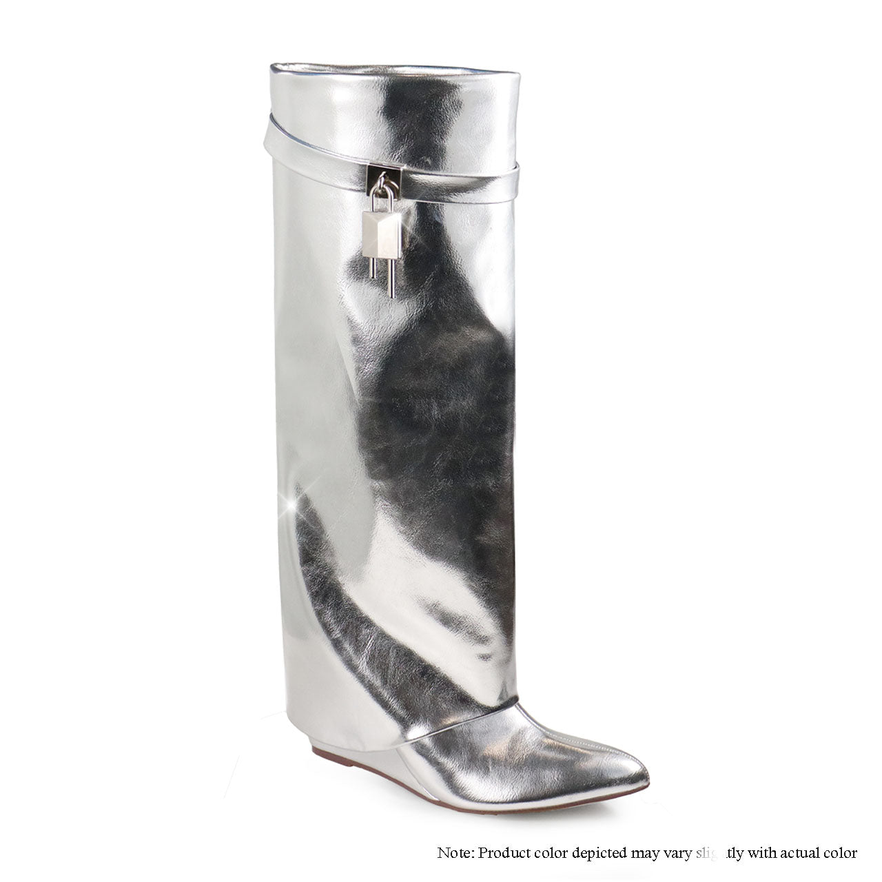 MUTTO-1 DRAPEOVER KNEE HIGH BOOT WEDGE - SILVER