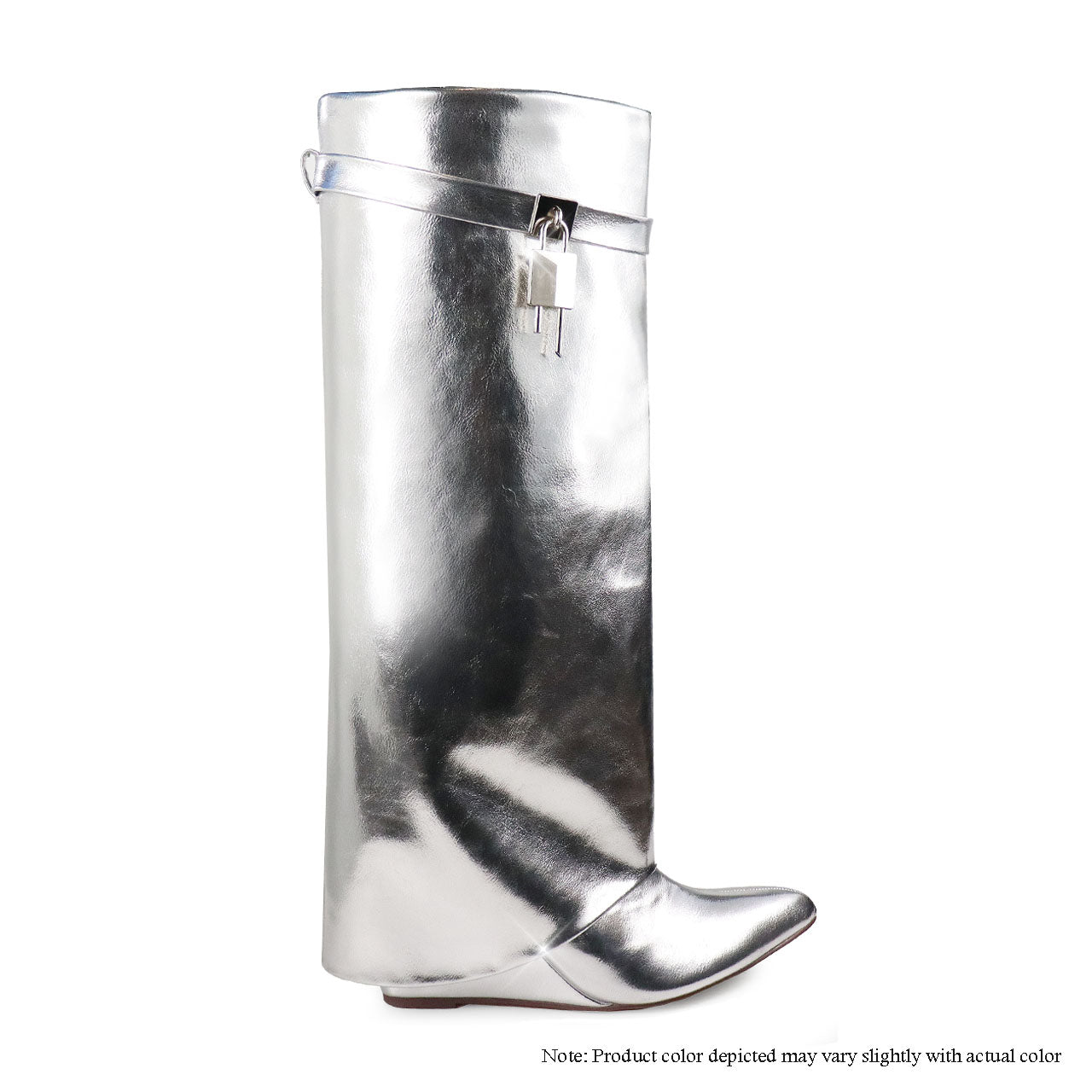 MUTTO-1 DRAPEOVER KNEE HIGH BOOT WEDGE - SILVER