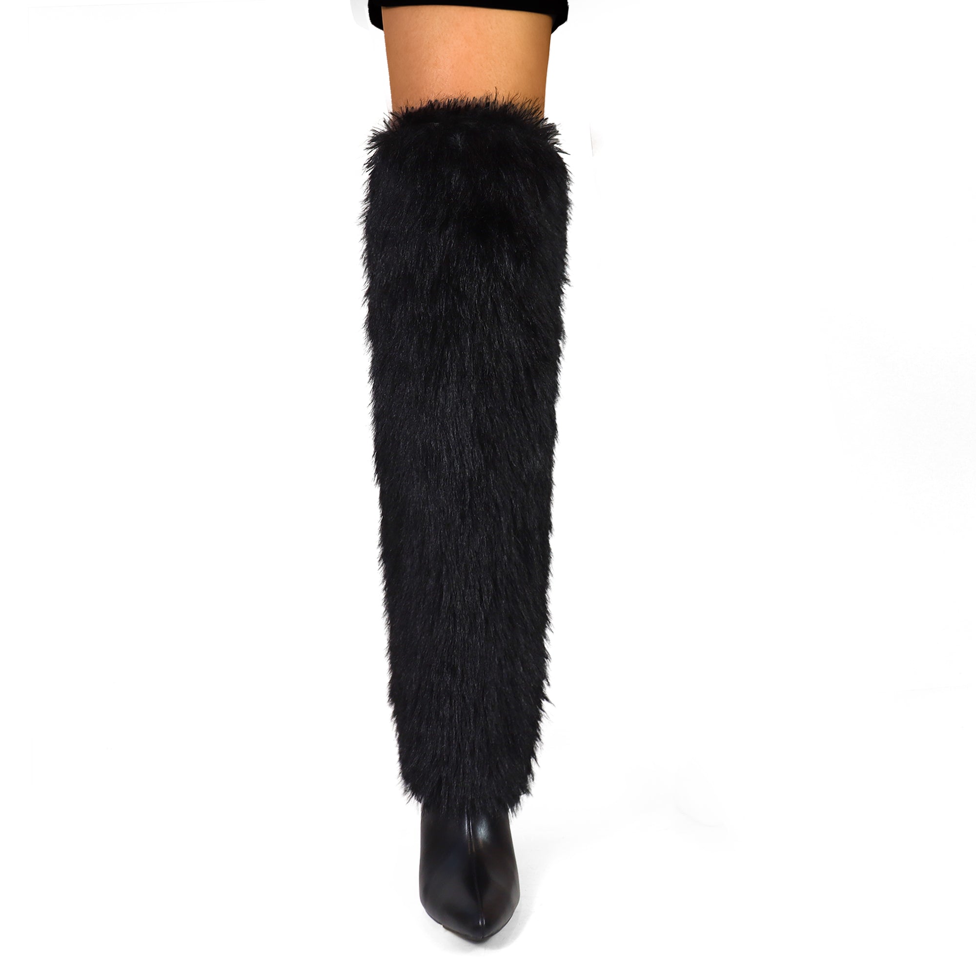 MUTTO-18 OVER KNEE HIGH FUR-COVERED SHAFT BOOTS BLACK
