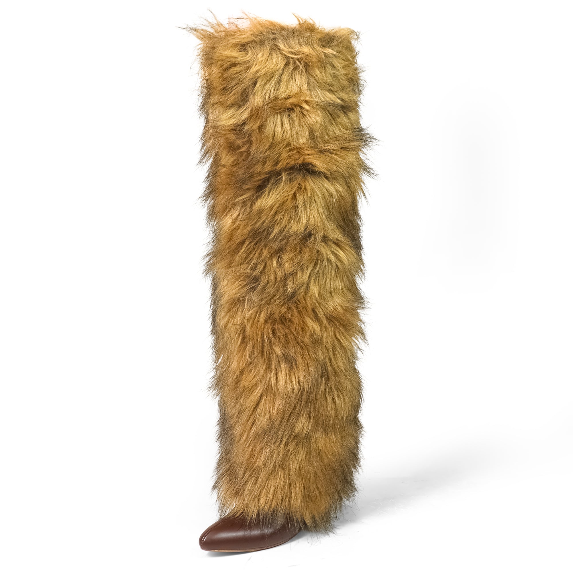 MUTTO-18 OVER KNEE HIGH FUR-COVERED SHAFT BOOTS NATURAL