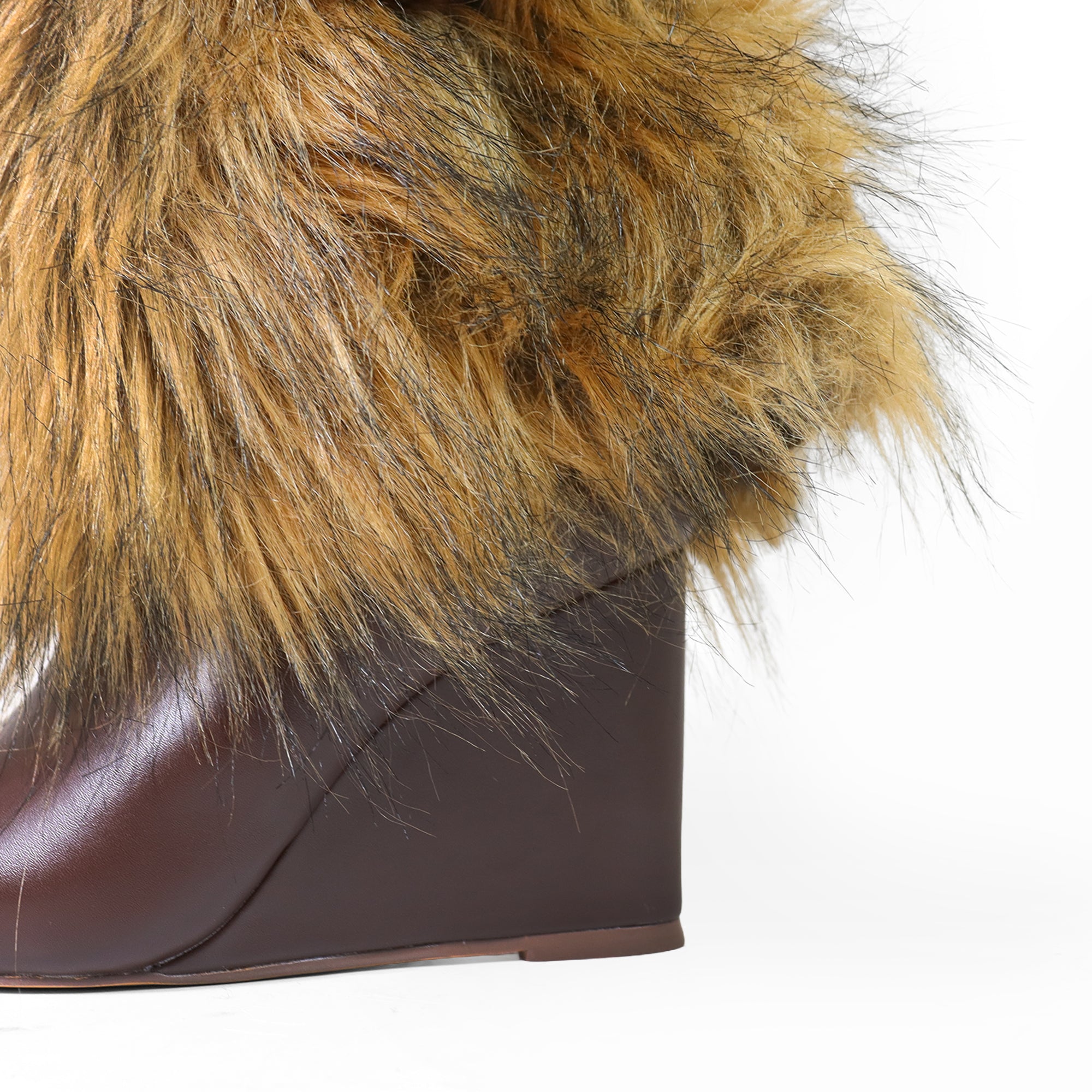 MUTTO-18 OVER KNEE HIGH FUR-COVERED SHAFT BOOTS NATURAL
