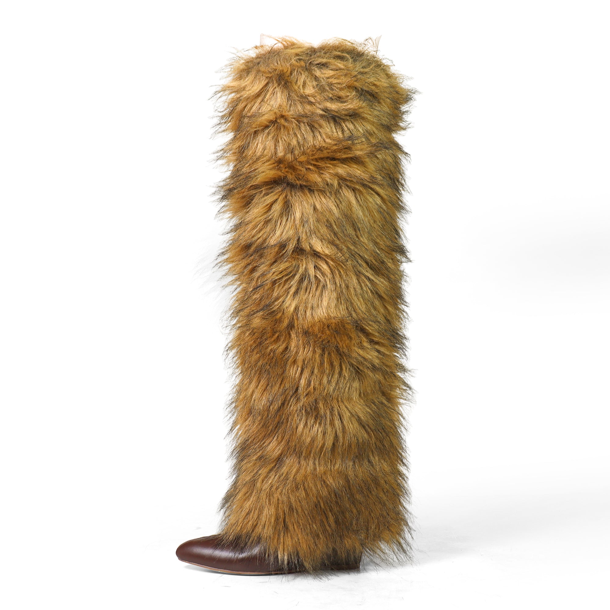 MUTTO-18 OVER KNEE HIGH FUR-COVERED SHAFT BOOTS NATURAL