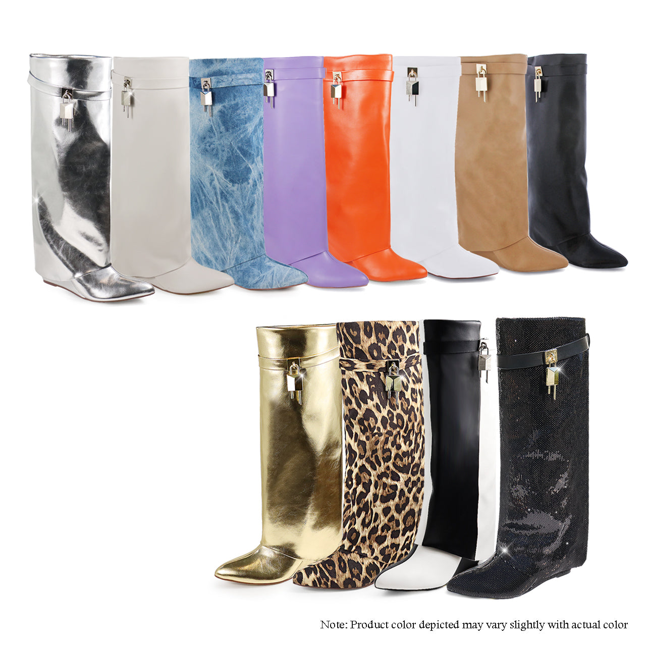 MUTTO-1 DRAPEOVER KNEE HIGH BOOT WEDGE - SILVER