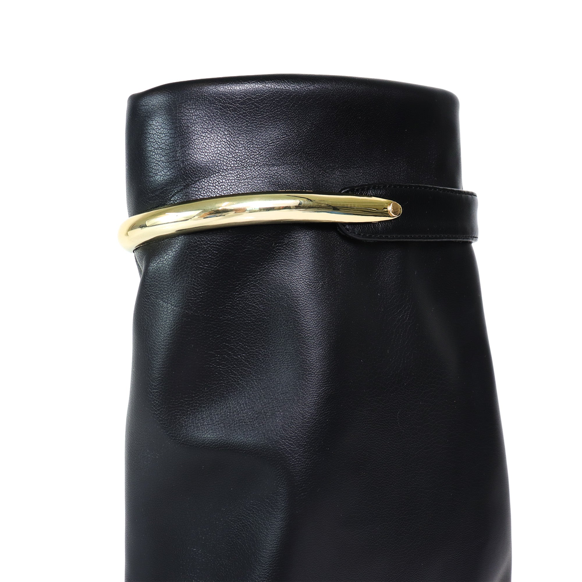 MUTTO-28 PEEL TOE RING DRAPEOVER SHORT BOOTIES W/ WEDGE BLACK