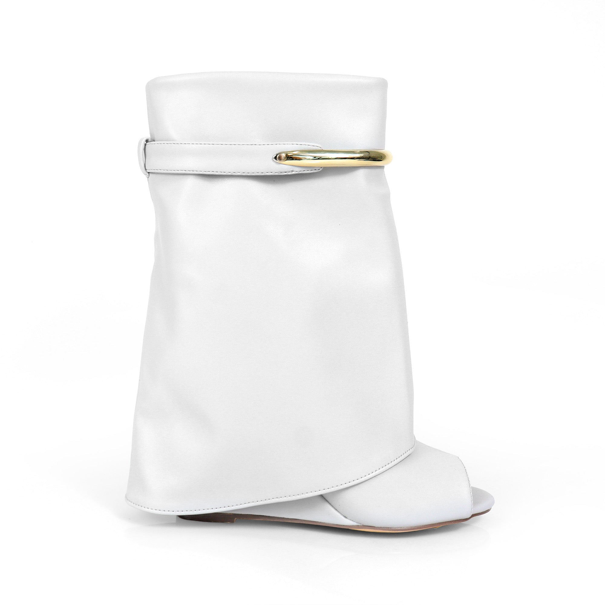 MUTTO-28 PEEL TOE RING DRAPEOVER SHORT BOOTIES W/ WEDGE BONE