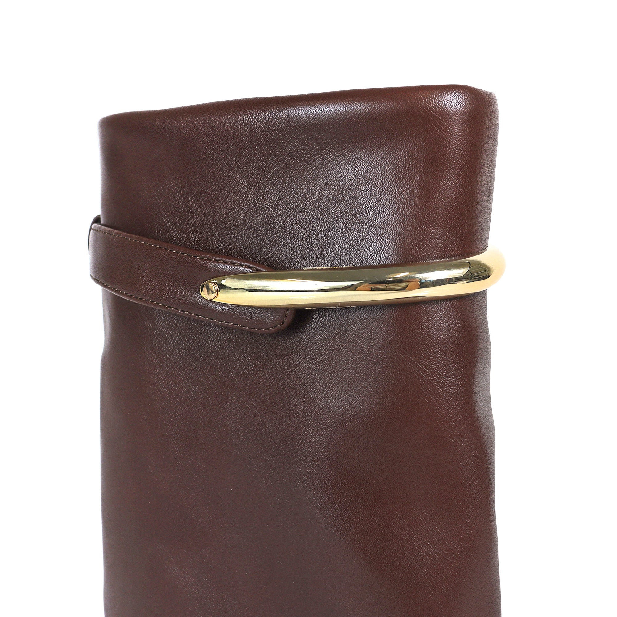 MUTTO-28 PEEL TOE RING DRAPEOVER SHORT BOOTIES W/ WEDGE BROWN