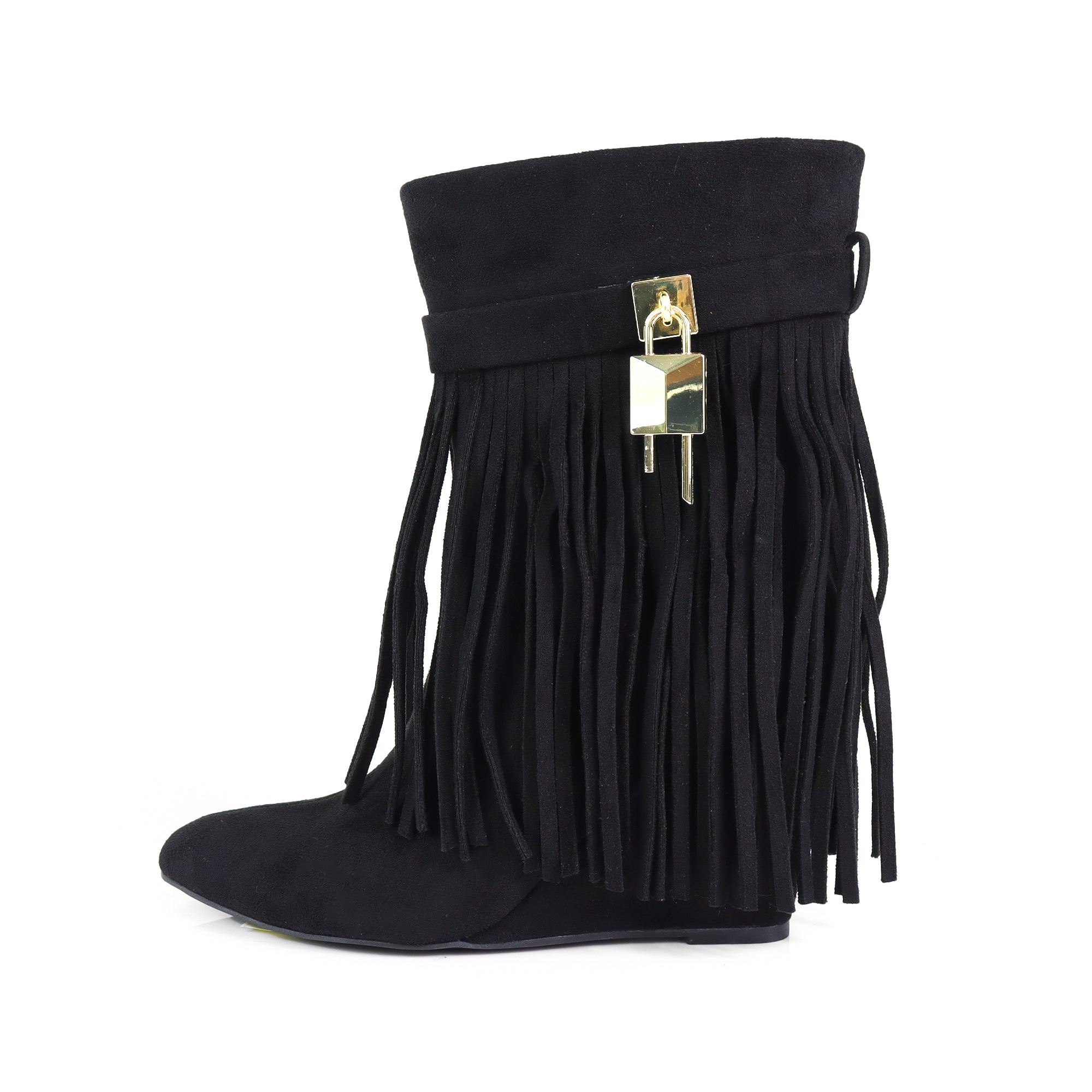 MUTTO-6 FRINGE MUTTO SHORT BOOTS BLACK