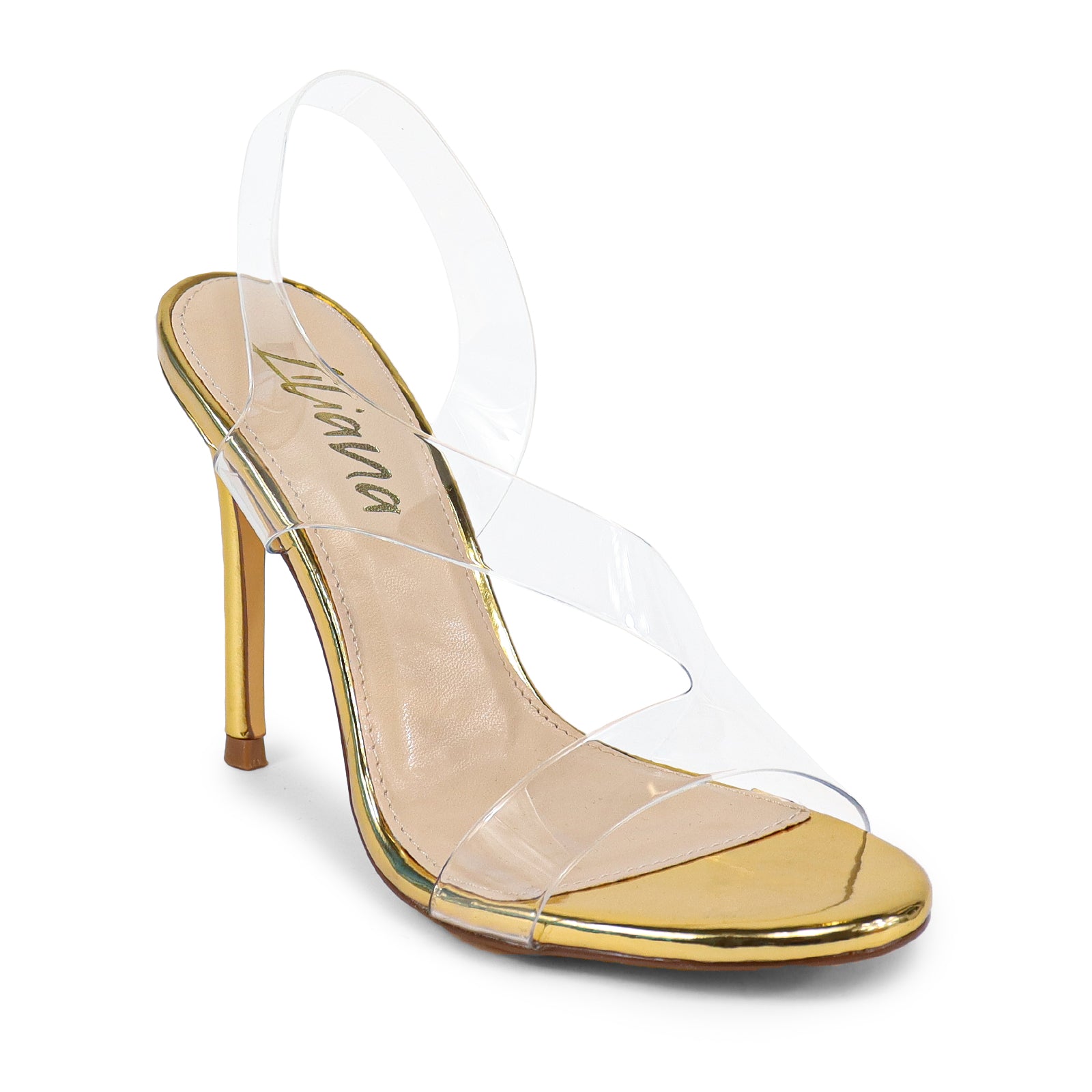 NAOMI-2 CLEAR STRAP WITH HIGH HEEL-GOLD