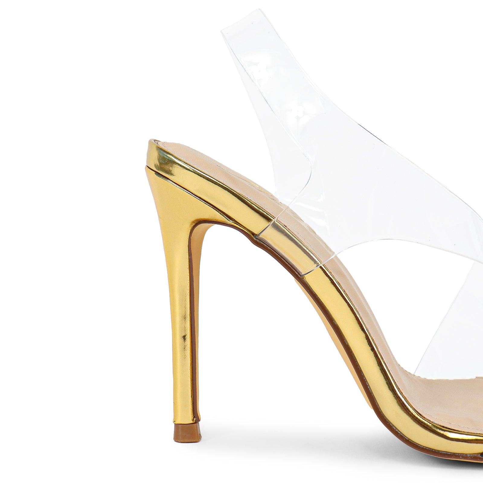 NAOMI-2 CLEAR STRAP WITH HIGH HEEL-GOLD