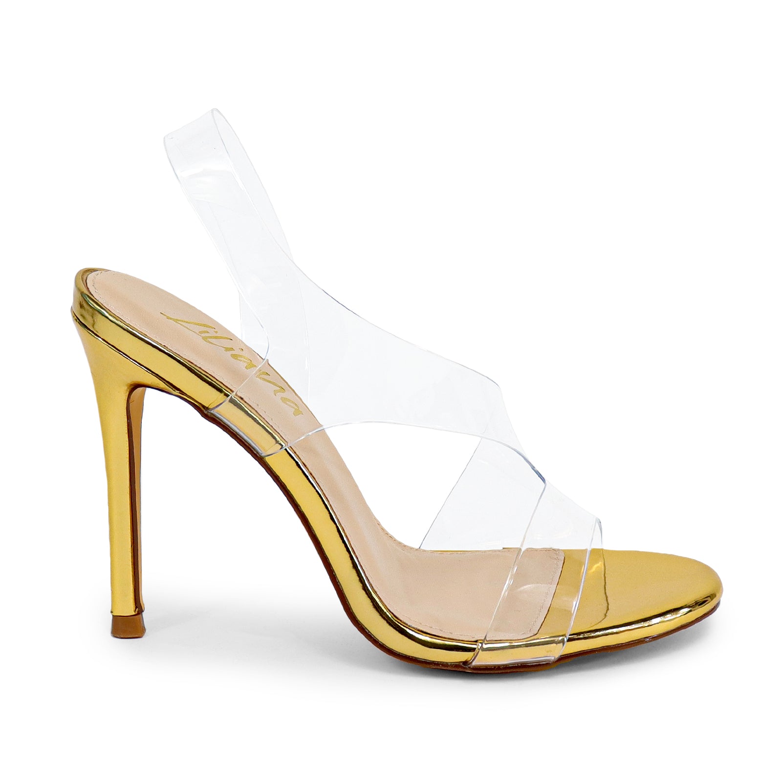 NAOMI-2 CLEAR STRAP WITH HIGH HEEL-GOLD