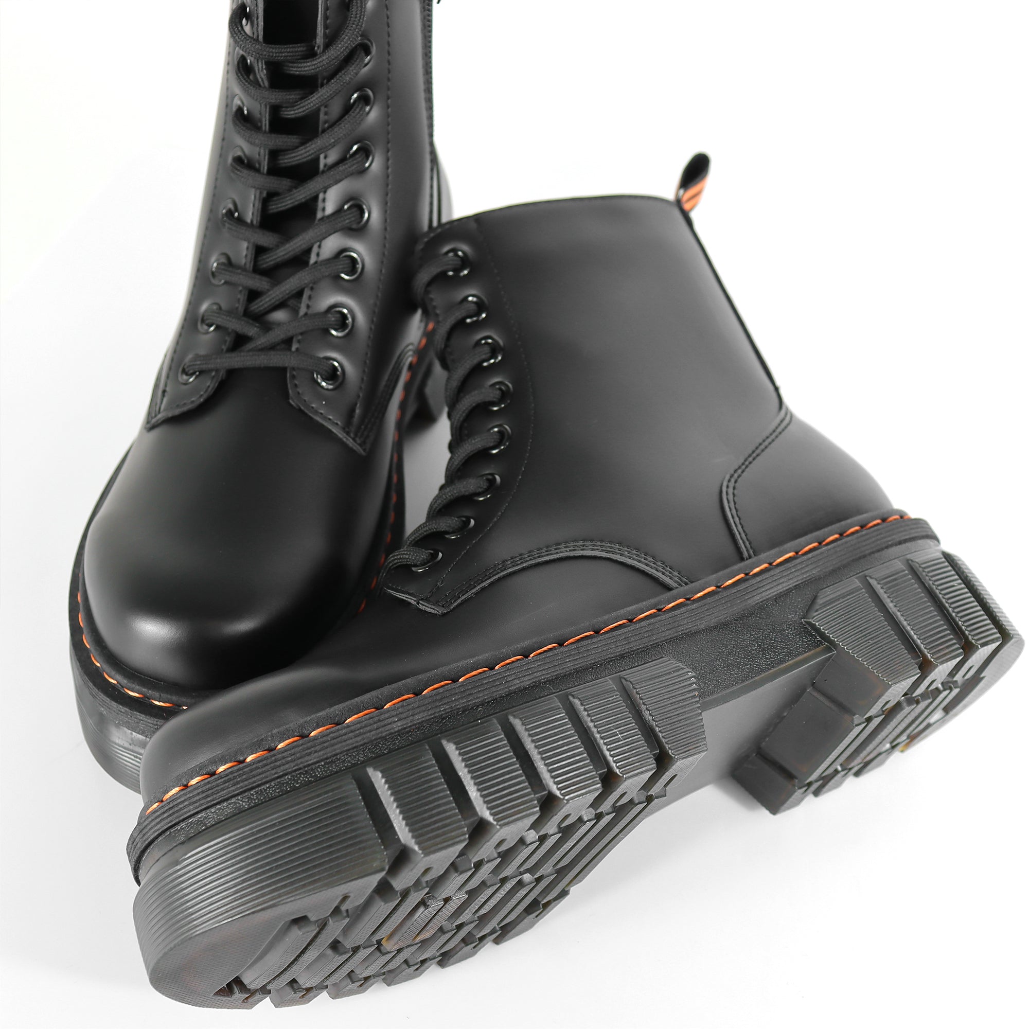 NELLY-1 ANKLE HIGH COMBAT BOOTS W/ LUG SOLE BLACK