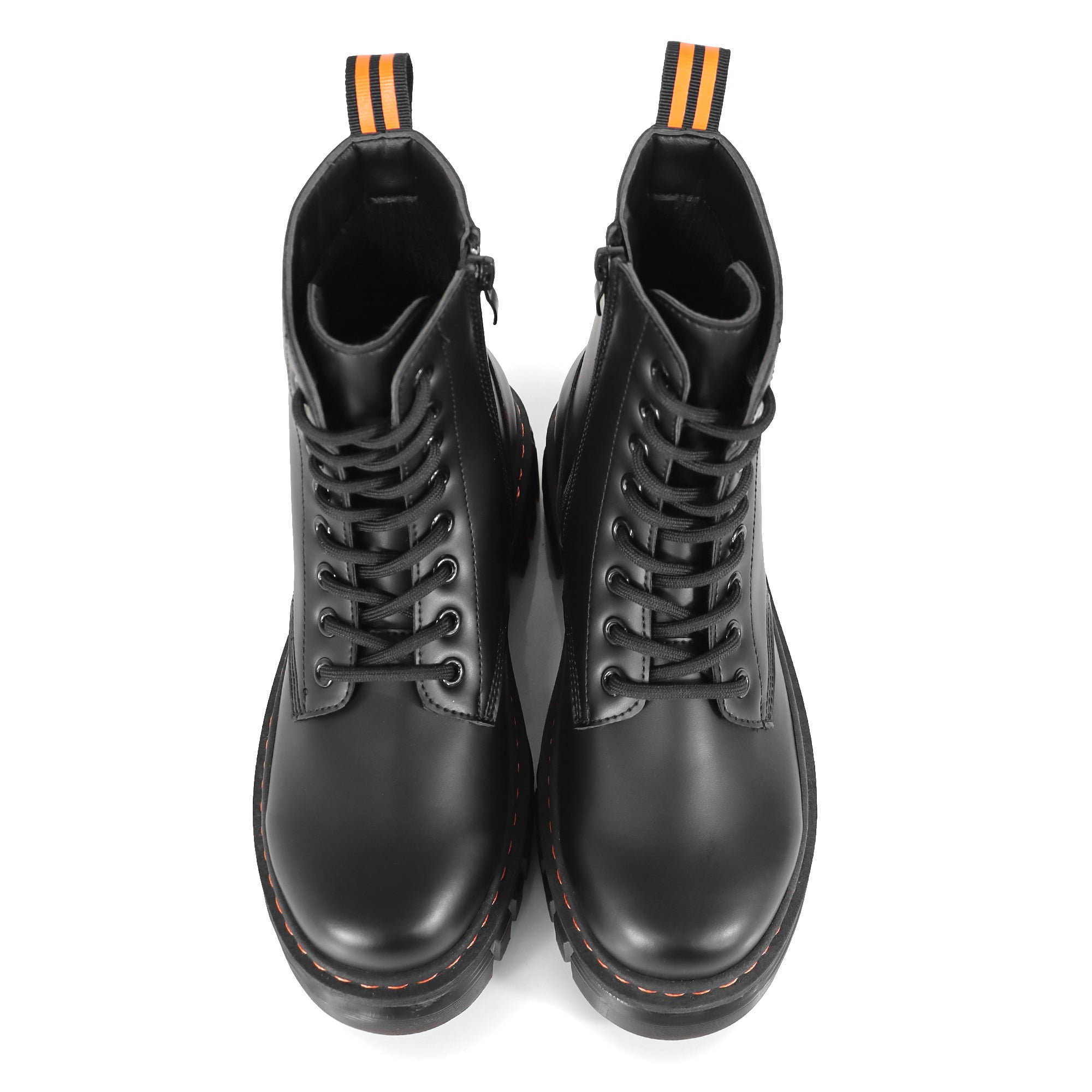 NELLY-1 ANKLE HIGH COMBAT BOOTS W/ LUG SOLE BLACK