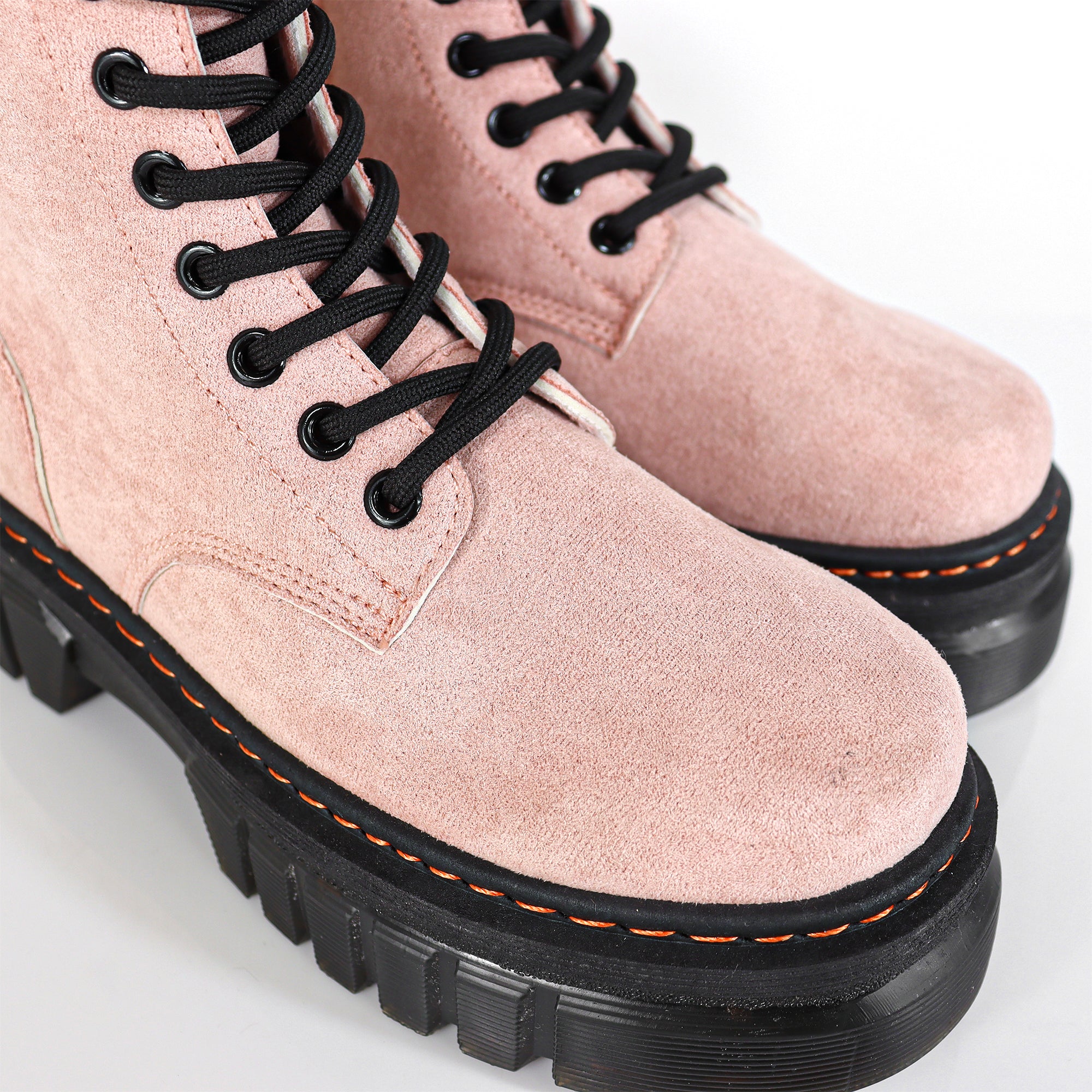 NELLY-1 ANKLE HIGH COMBAT BOOTS W/ LUG SOLE BLUSH