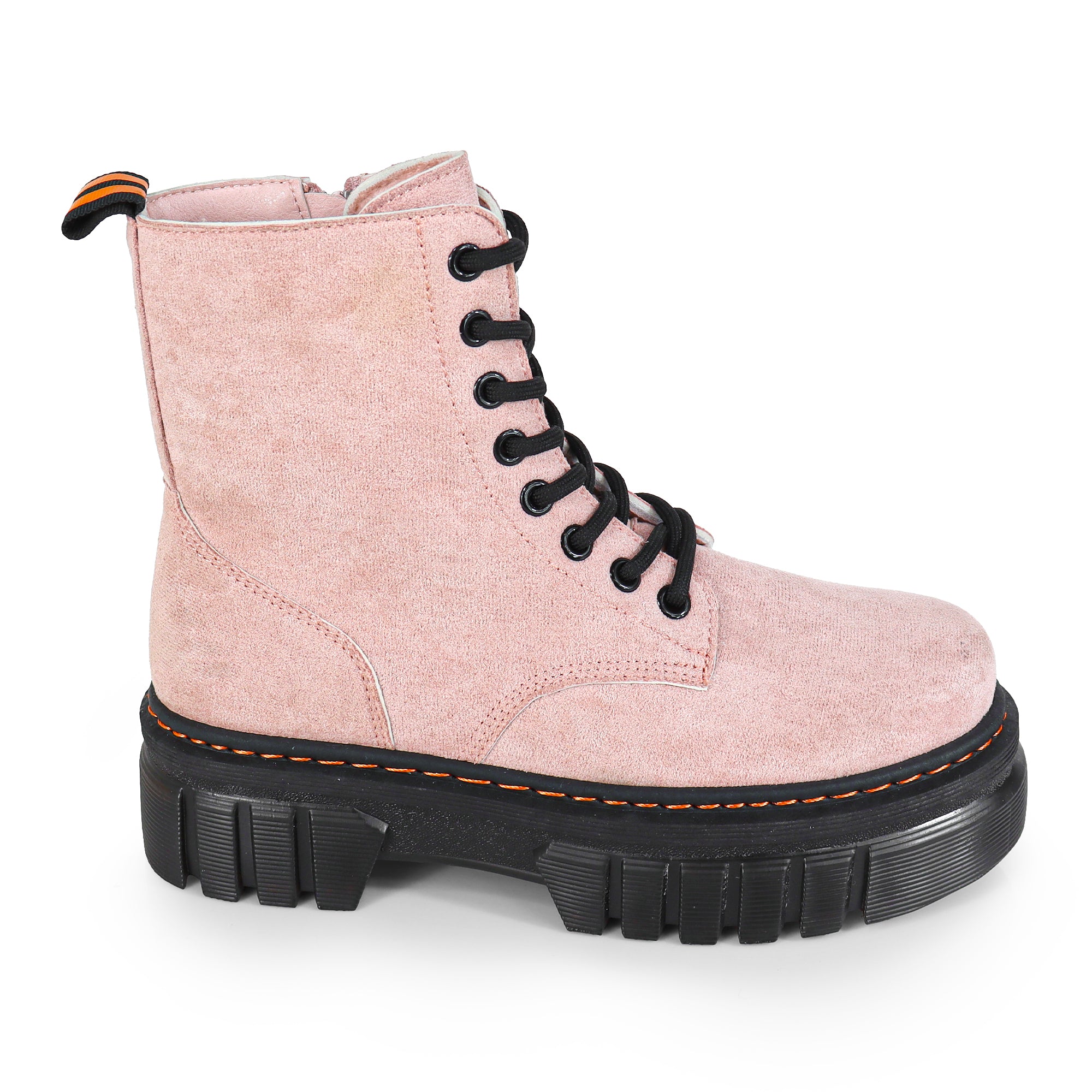 NELLY-1 ANKLE HIGH COMBAT BOOTS W/ LUG SOLE BLUSH