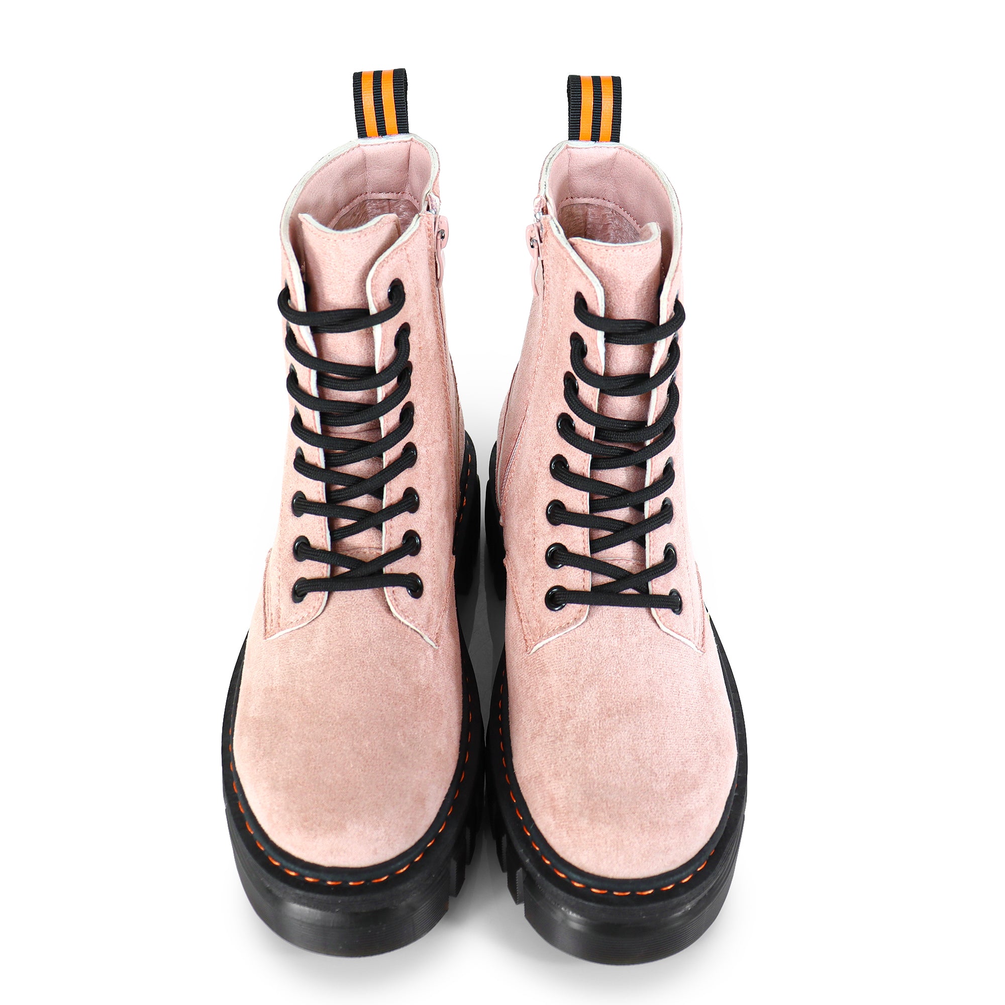 NELLY-1 ANKLE HIGH COMBAT BOOTS W/ LUG SOLE BLUSH