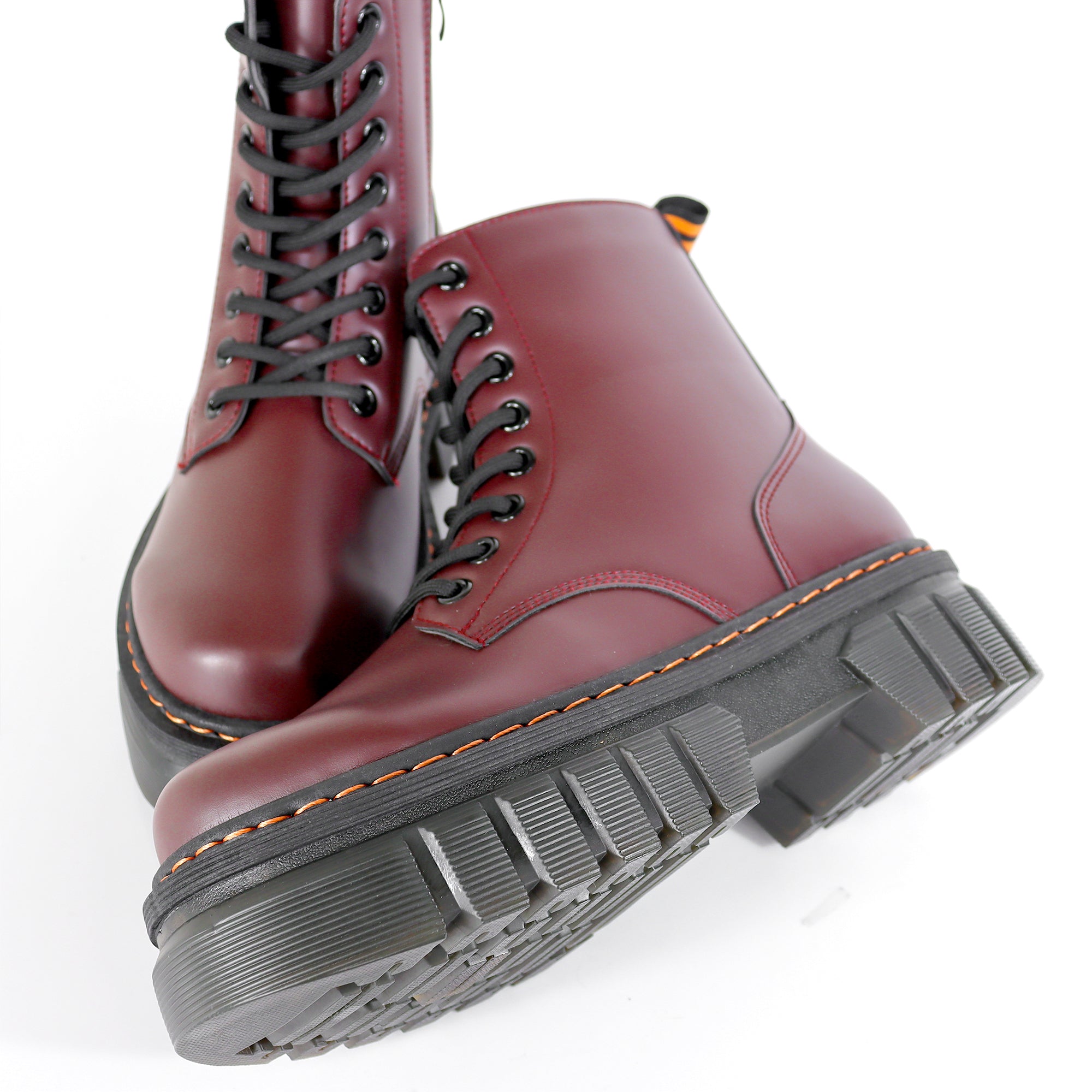 NELLY-1 ANKLE HIGH COMBAT BOOTS W/ LUG SOLE BURGUNDY