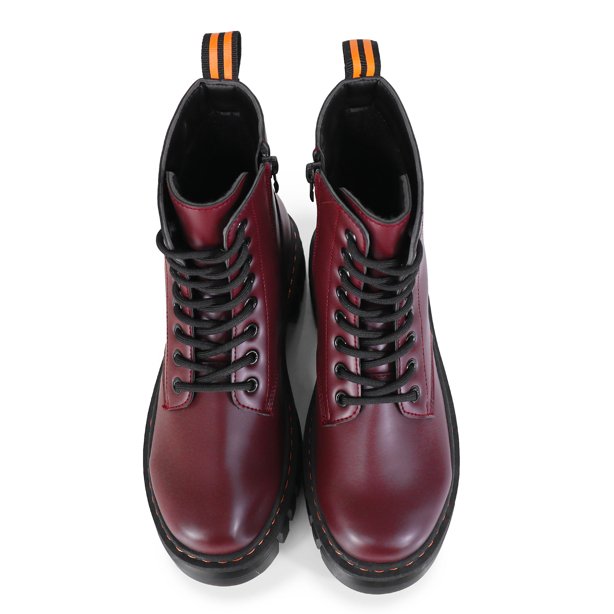 NELLY-1 ANKLE HIGH COMBAT BOOTS W/ LUG SOLE BURGUNDY