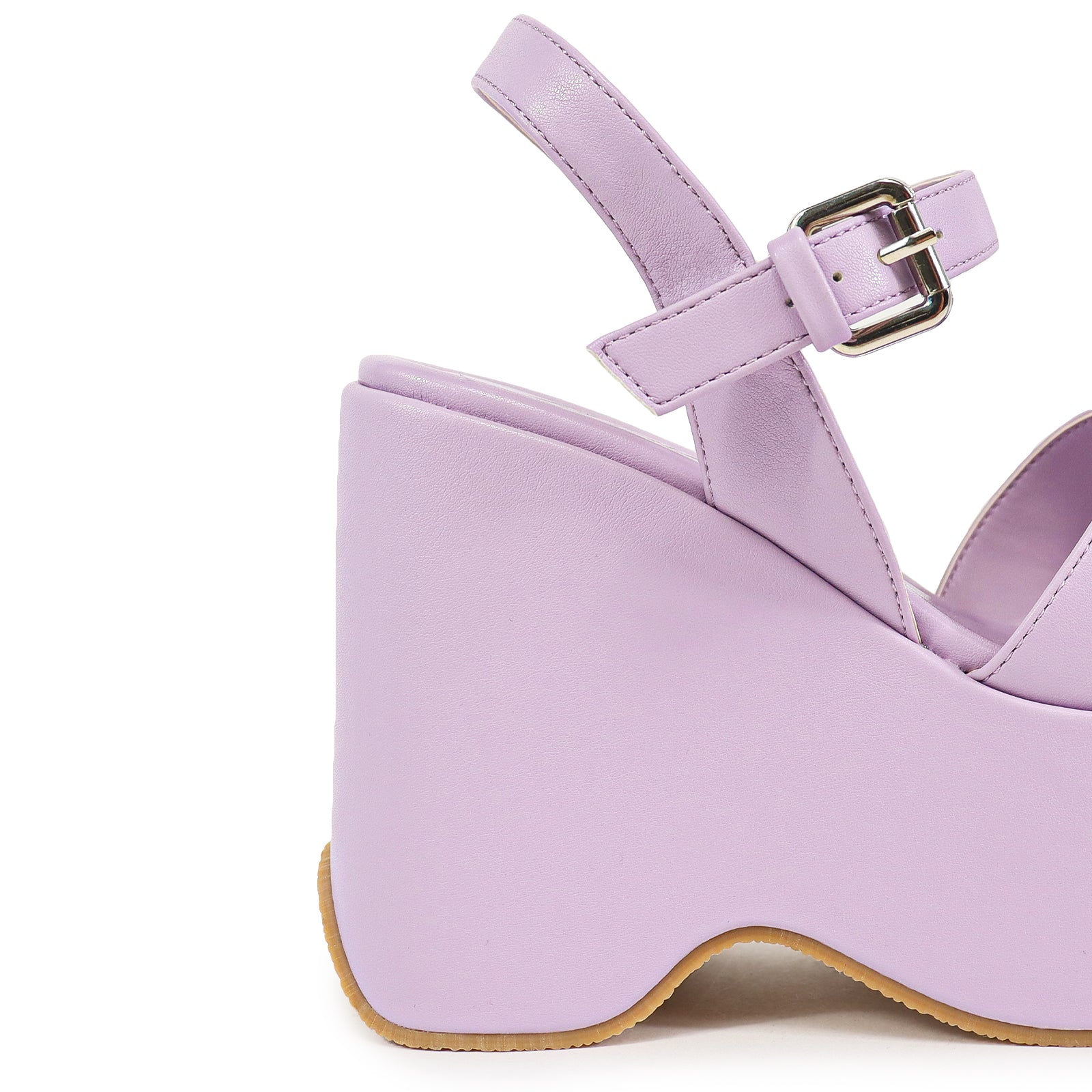 NICO-1 CROSS BAND ANKLE BUCKLE W/PLATFORM WEDGE LILAC