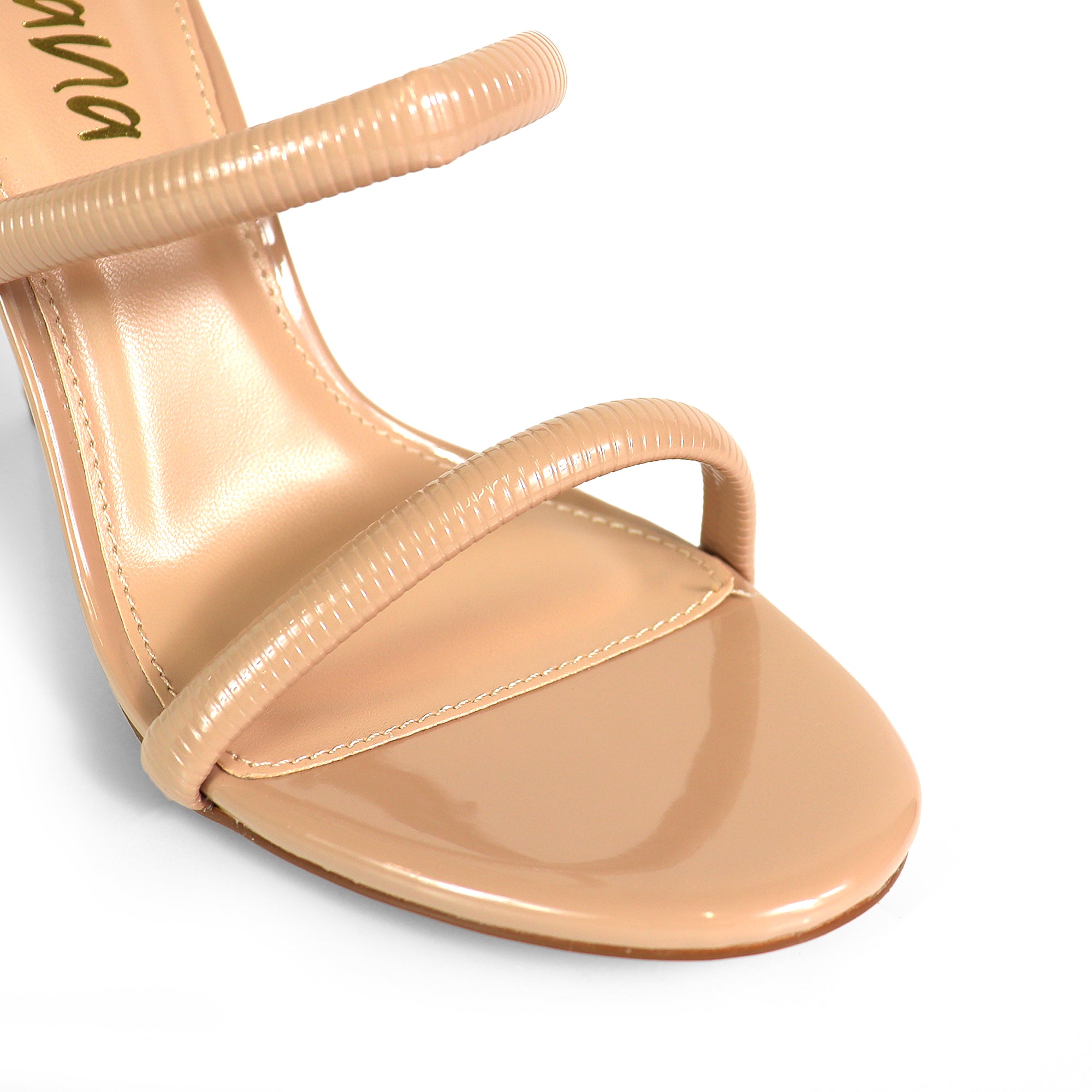 NIKIA-233 OPEN TOE CALF METAL SPIRAL NUDE