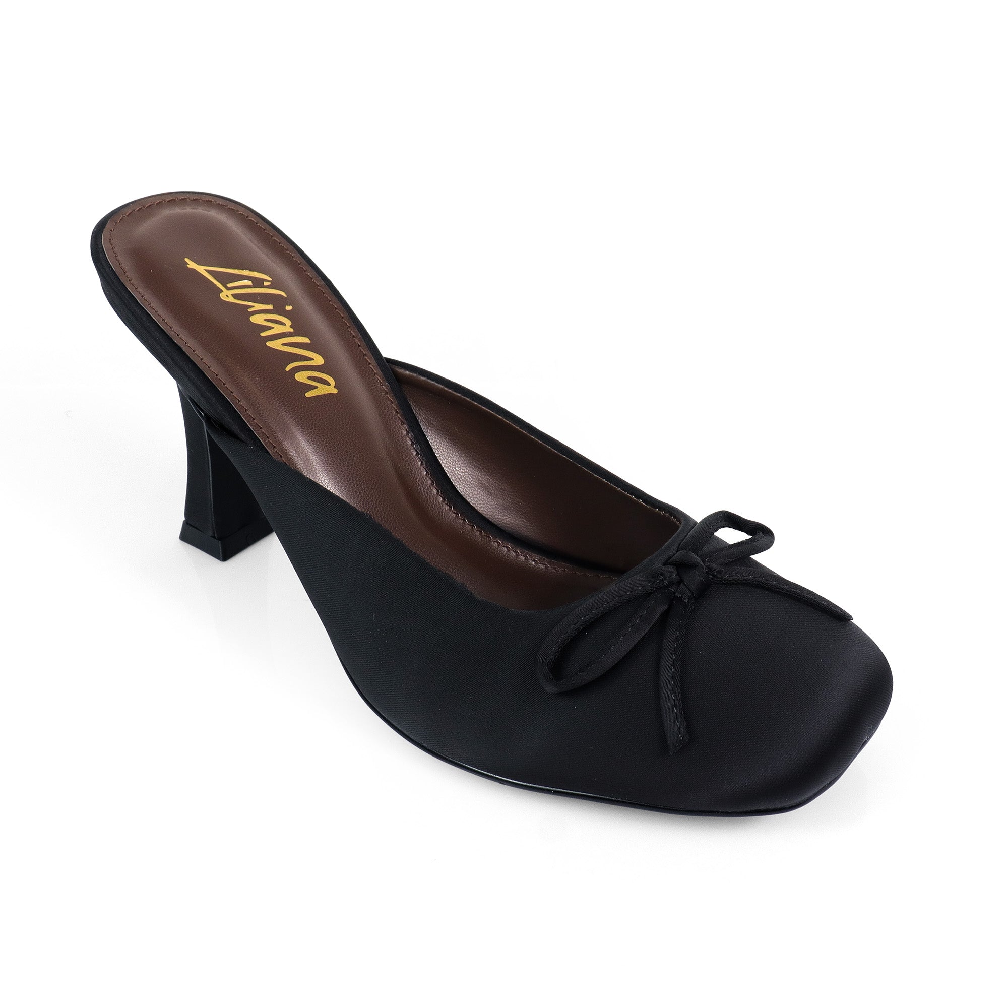 NOOSA-1 BALLET SATIN BOW PUMP W/ SPOOL HEEL BLACK