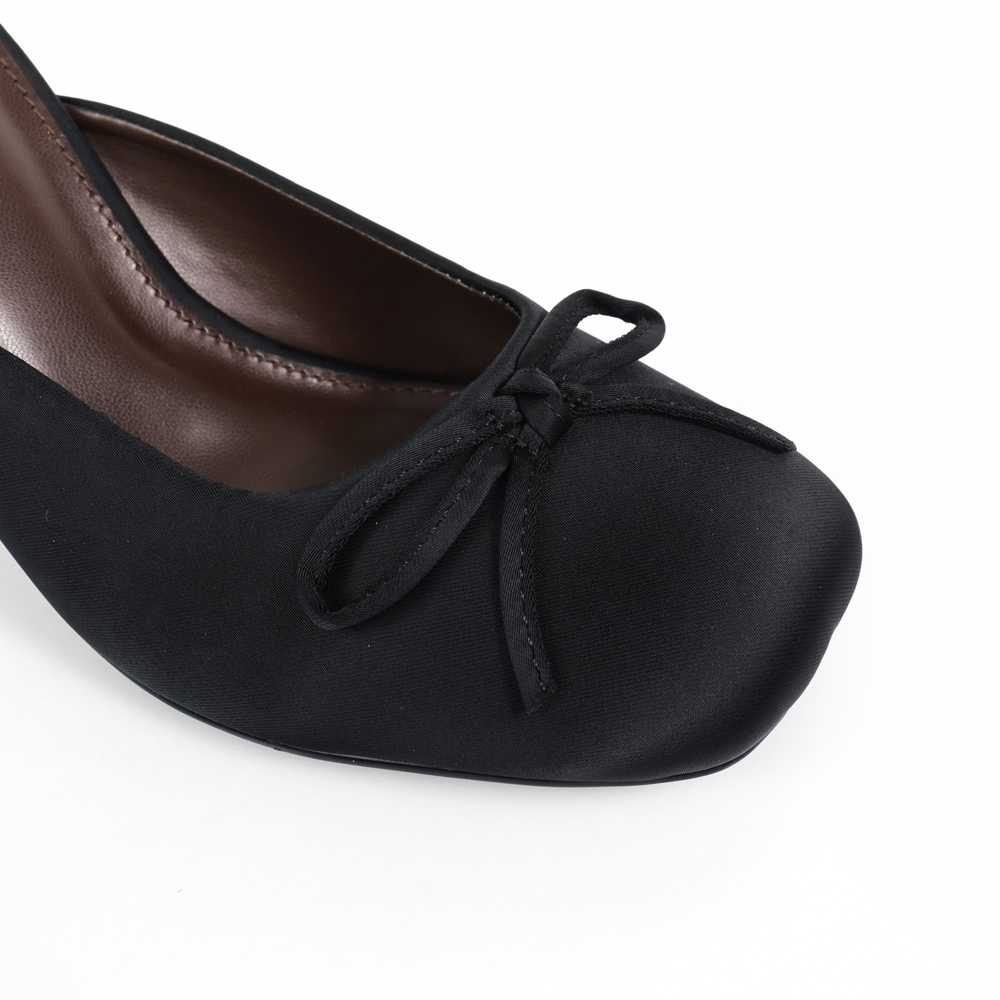 NOOSA-1 BALLET SATIN BOW PUMP W/ SPOOL HEEL BLACK
