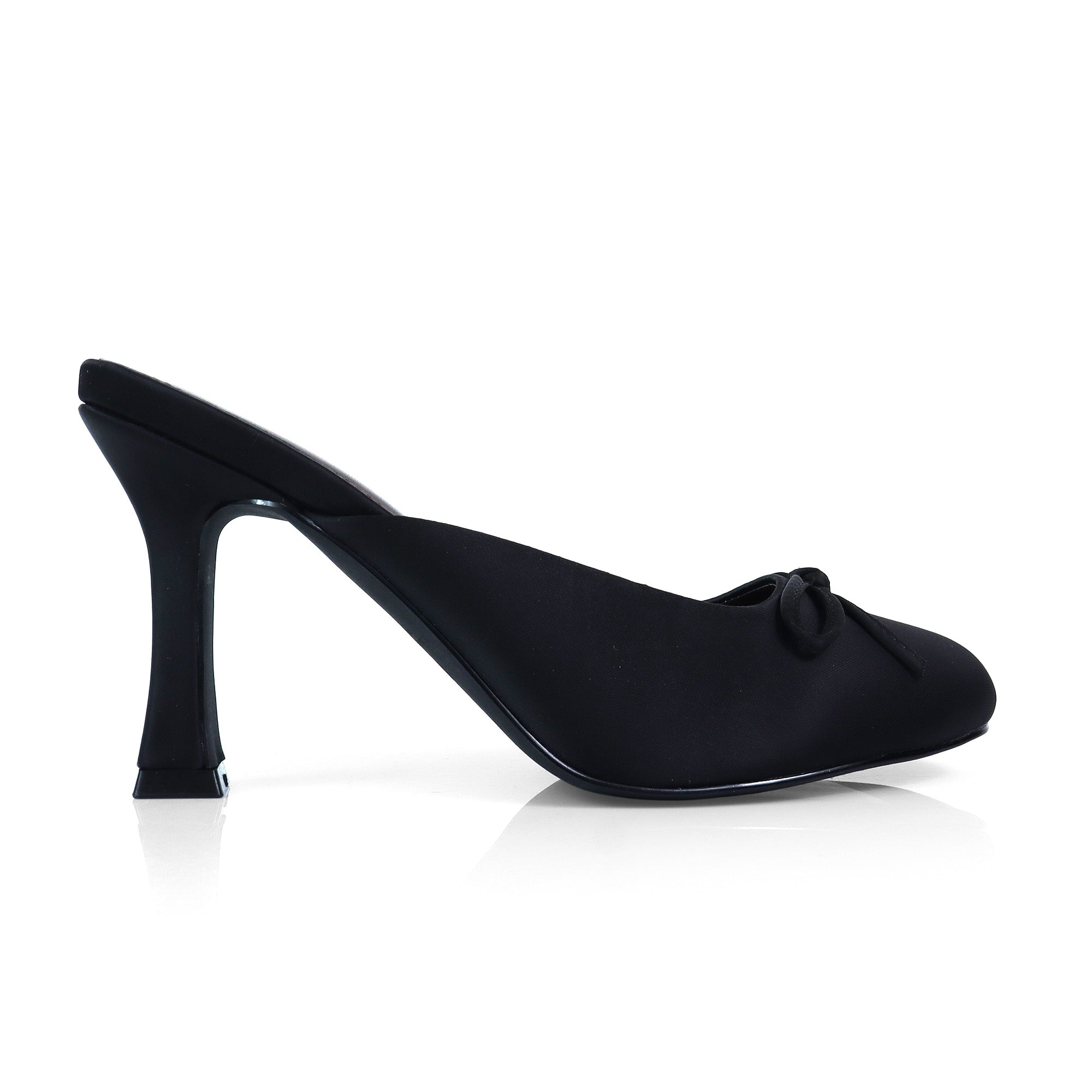 NOOSA-1 BALLET SATIN BOW PUMP W/ SPOOL HEEL BLACK