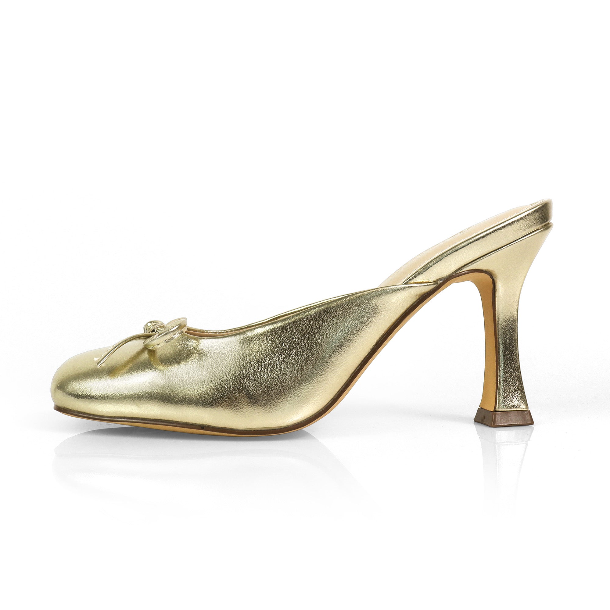 NOOSA-1 BALLET SATIN BOW PUMP W/ SPOOL HEEL GOLD