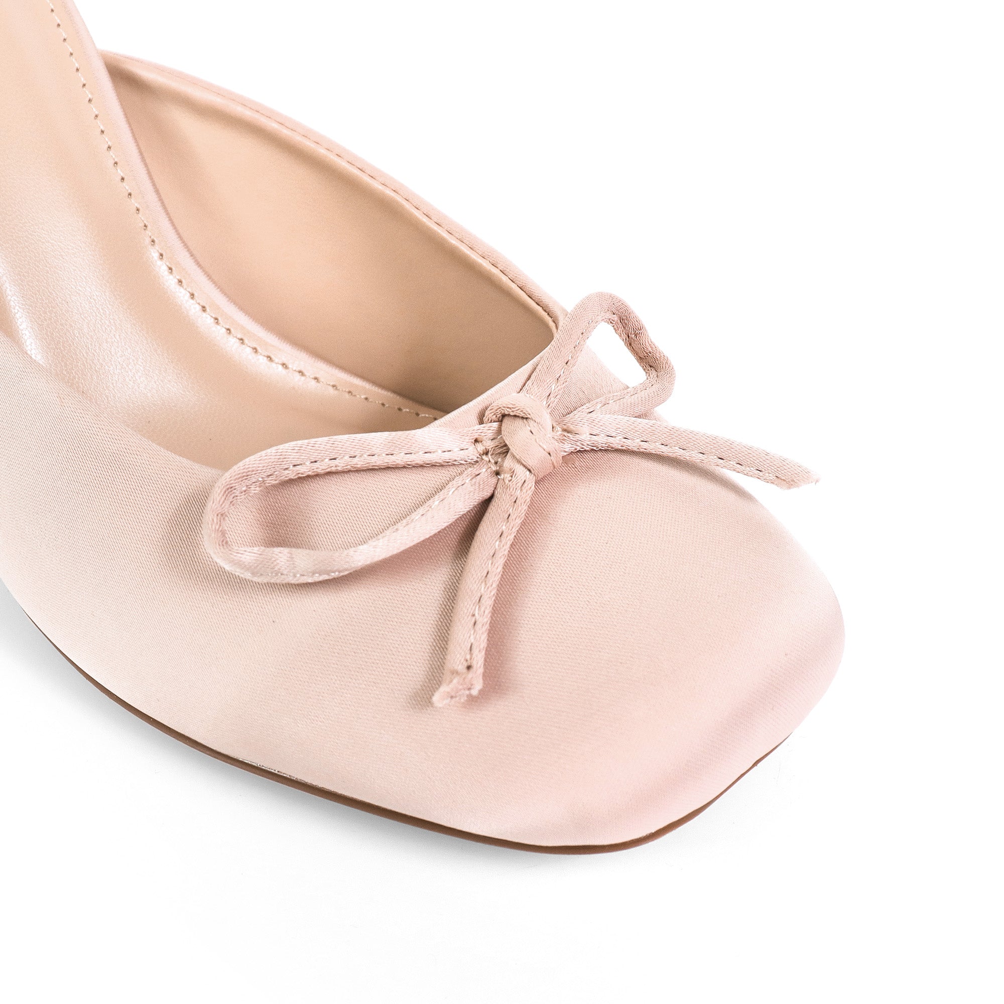NOOSA-1 BALLET SATIN BOW PUMP W/ SPOOL HEEL NUDE