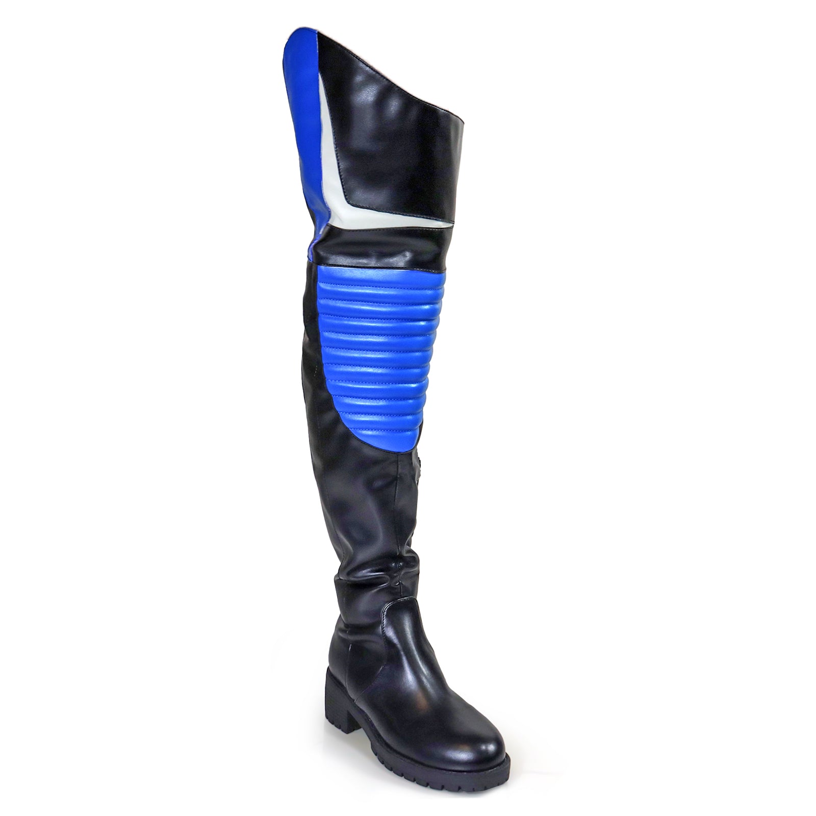 NORRIS-1 OVER KNEE HIGH BOOTS BLACK/BLUE