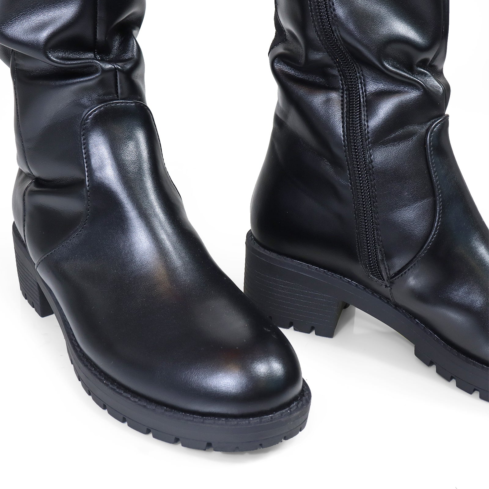 NORRIS-1 OVER KNEE HIGH BOOTS BLACK/ORANGE