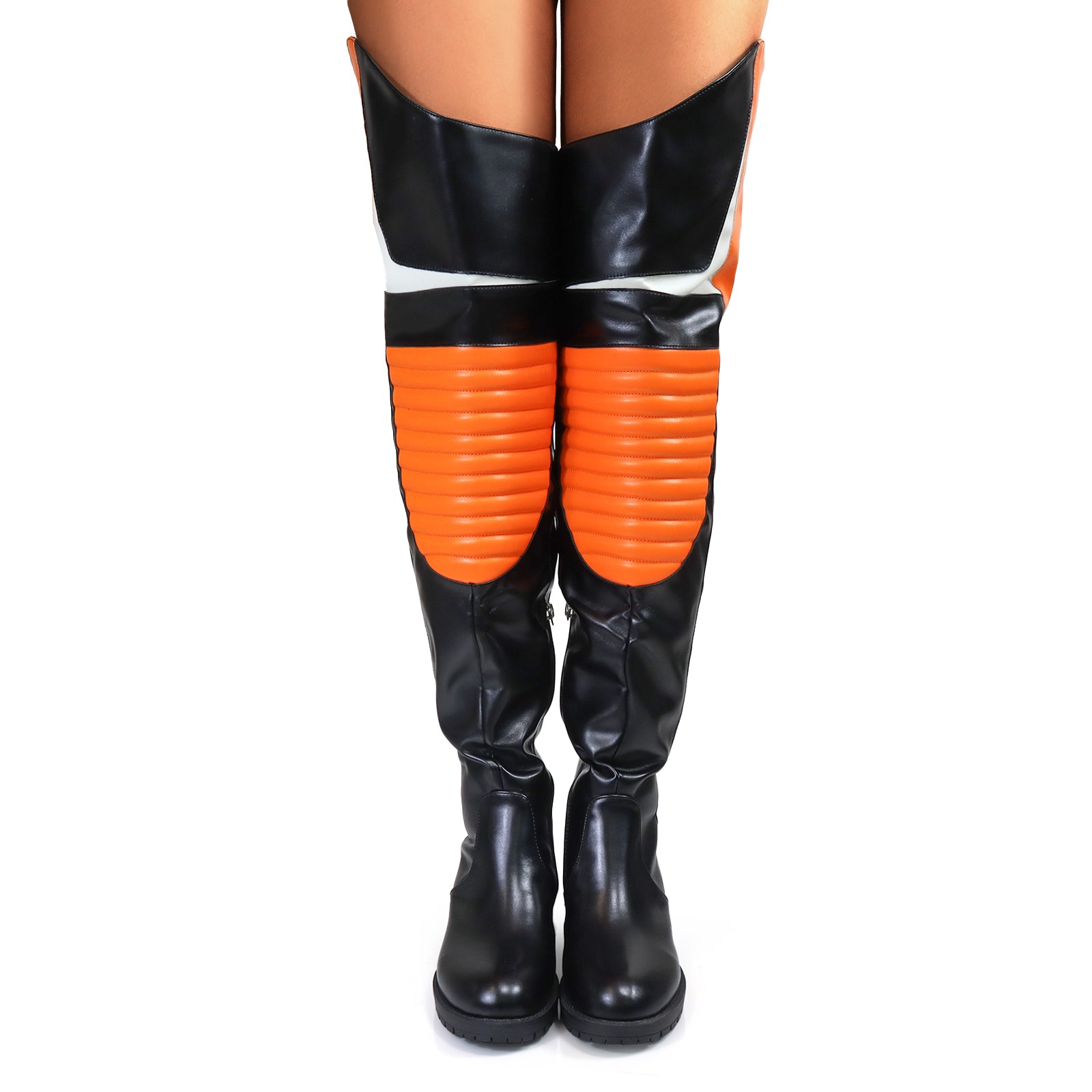 NORRIS-1 OVER KNEE HIGH BOOTS BLACK/ORANGE