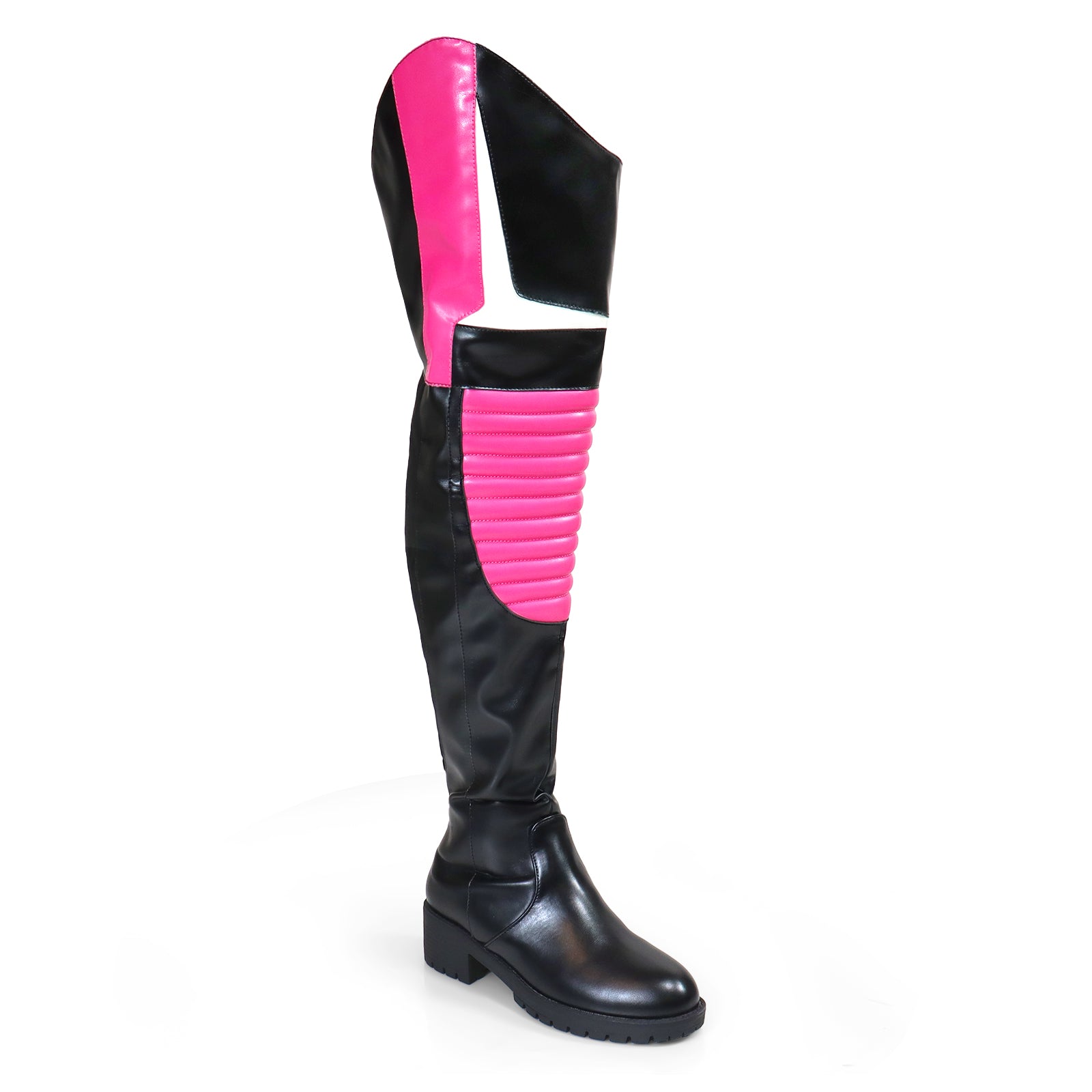 NORRIS-1 OVER KNEE HIGH BOOTS BLACK/PINK