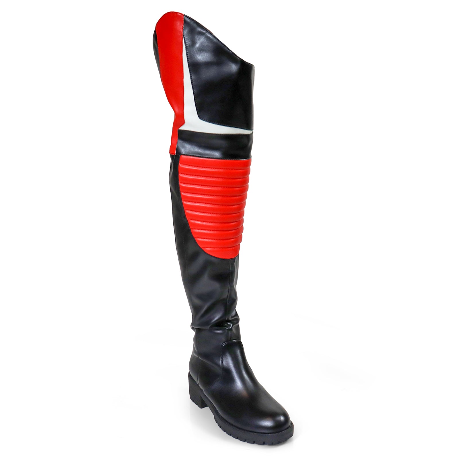 NORRIS-1 OVER KNEE HIGH BOOTS BLACK/RED