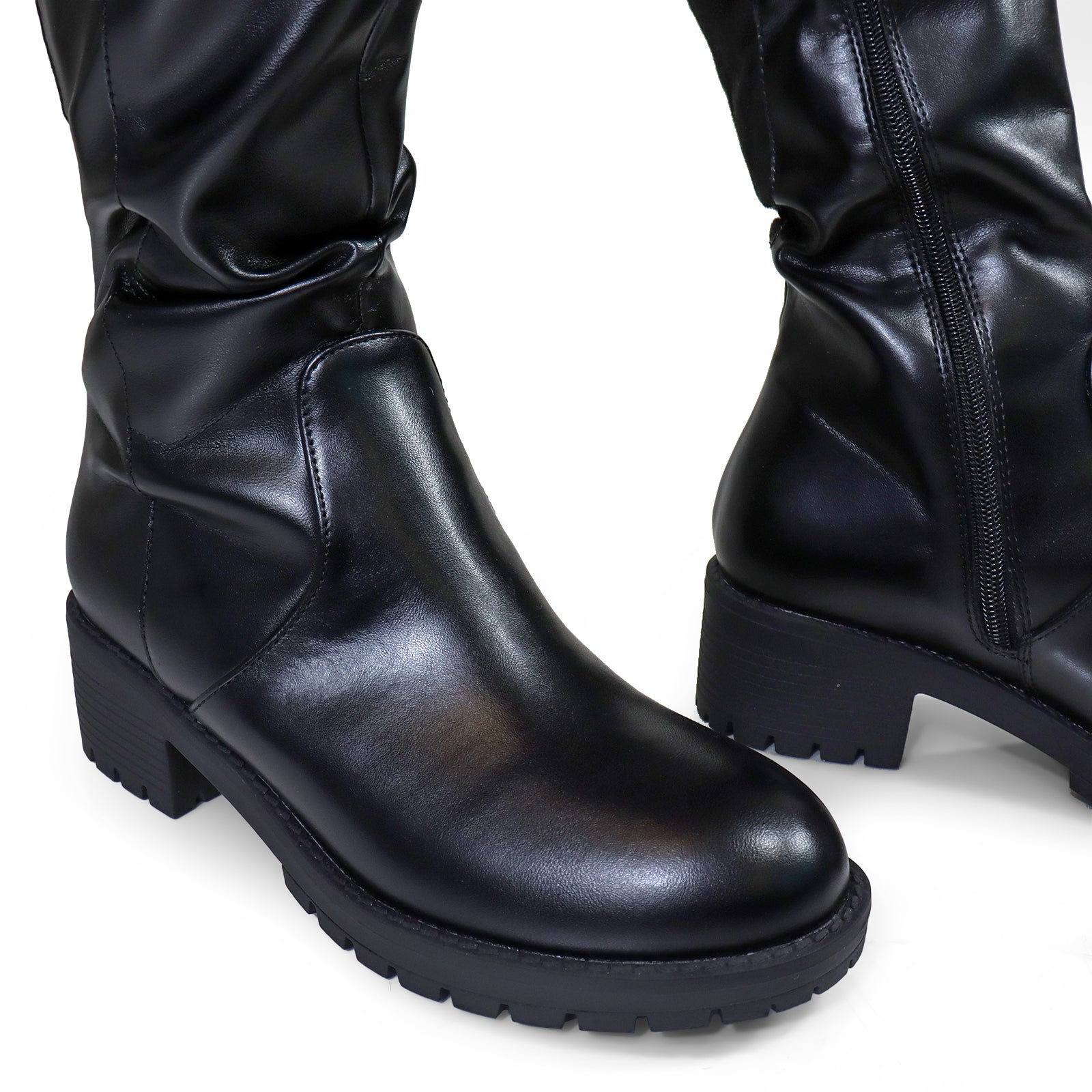 NORRIS-1 OVER KNEE HIGH BOOTS BLACK/RED