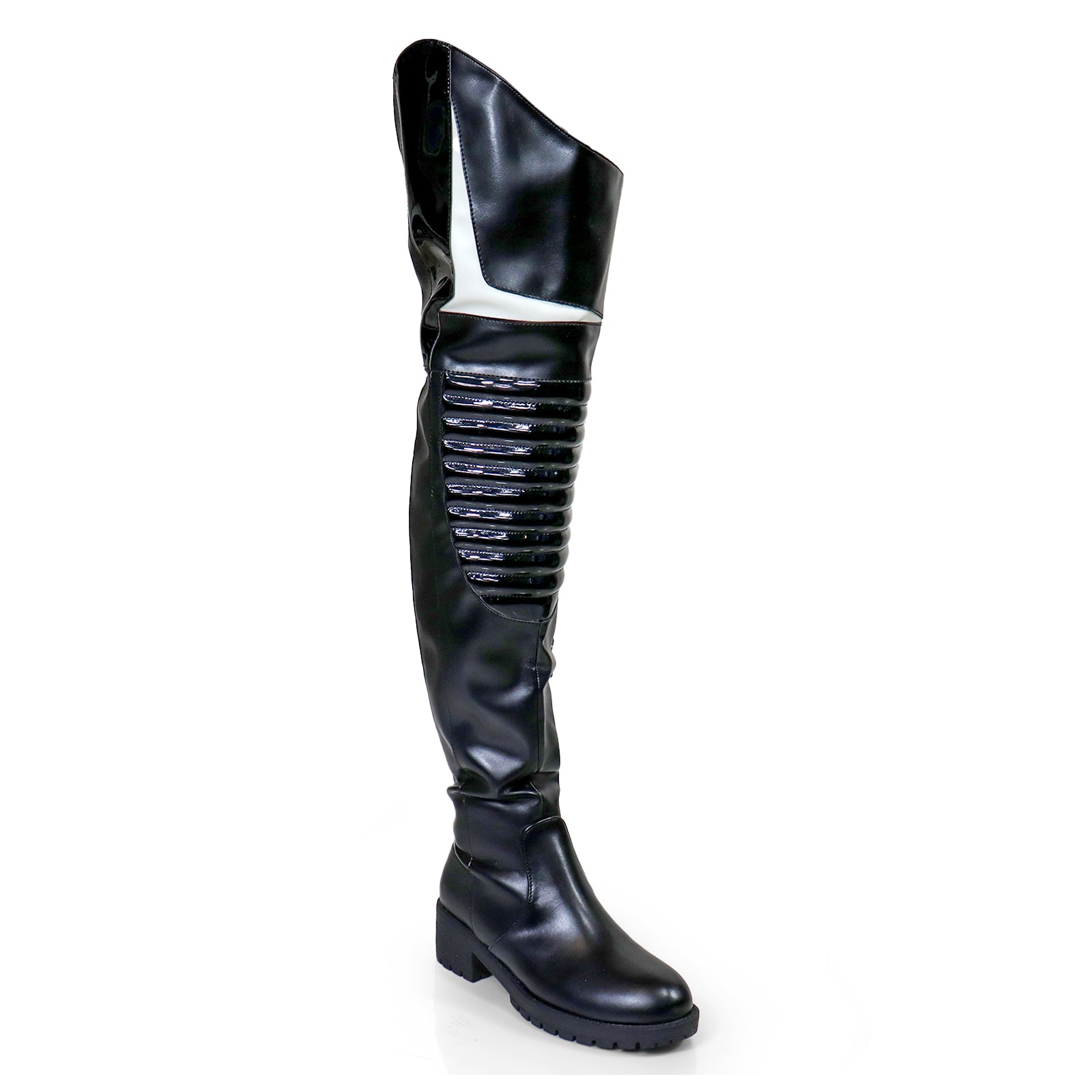 NORRIS-1 OVER KNEE HIGH BOOTS BLACK/BLACK