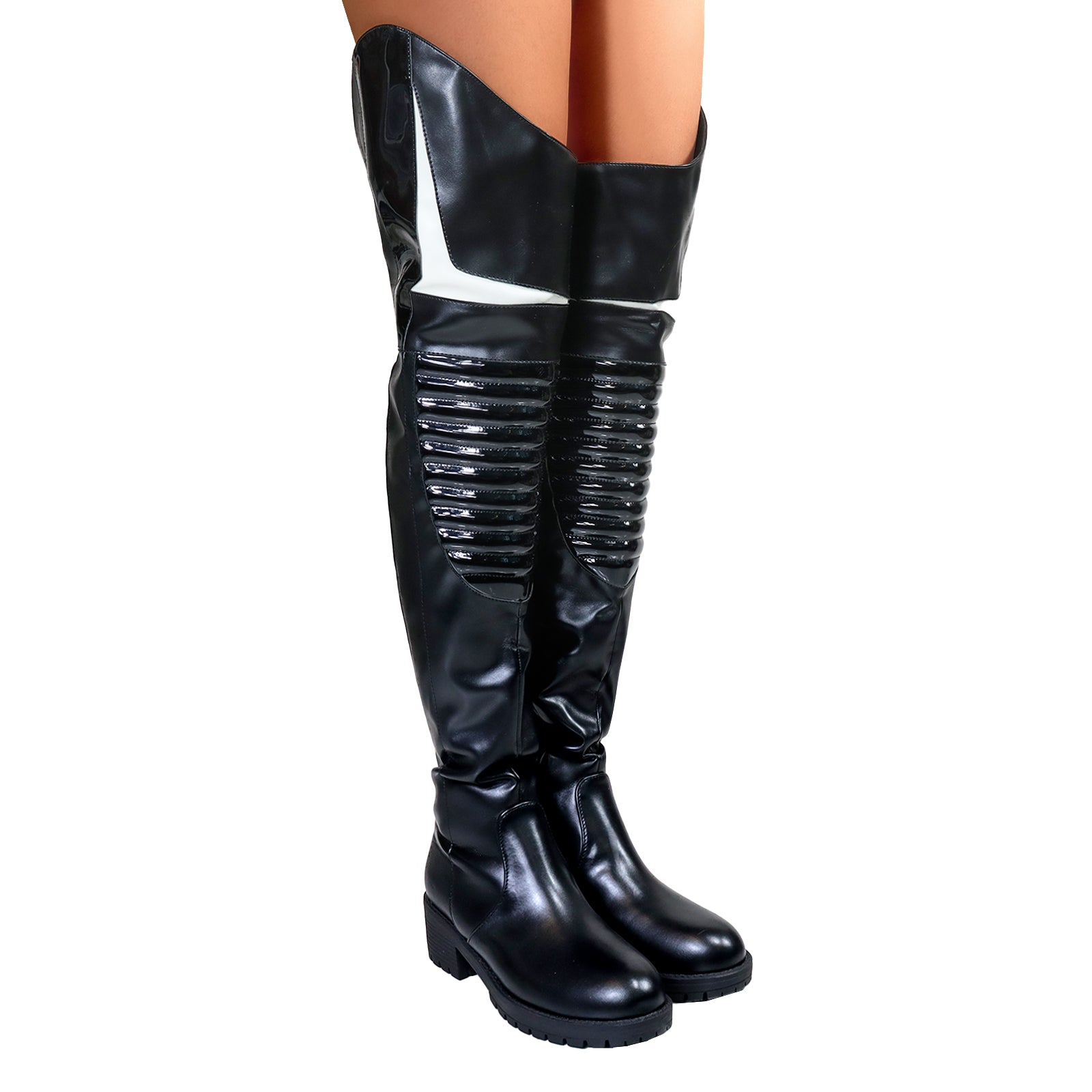NORRIS-1 OVER KNEE HIGH BOOTS BLACK/BLACK