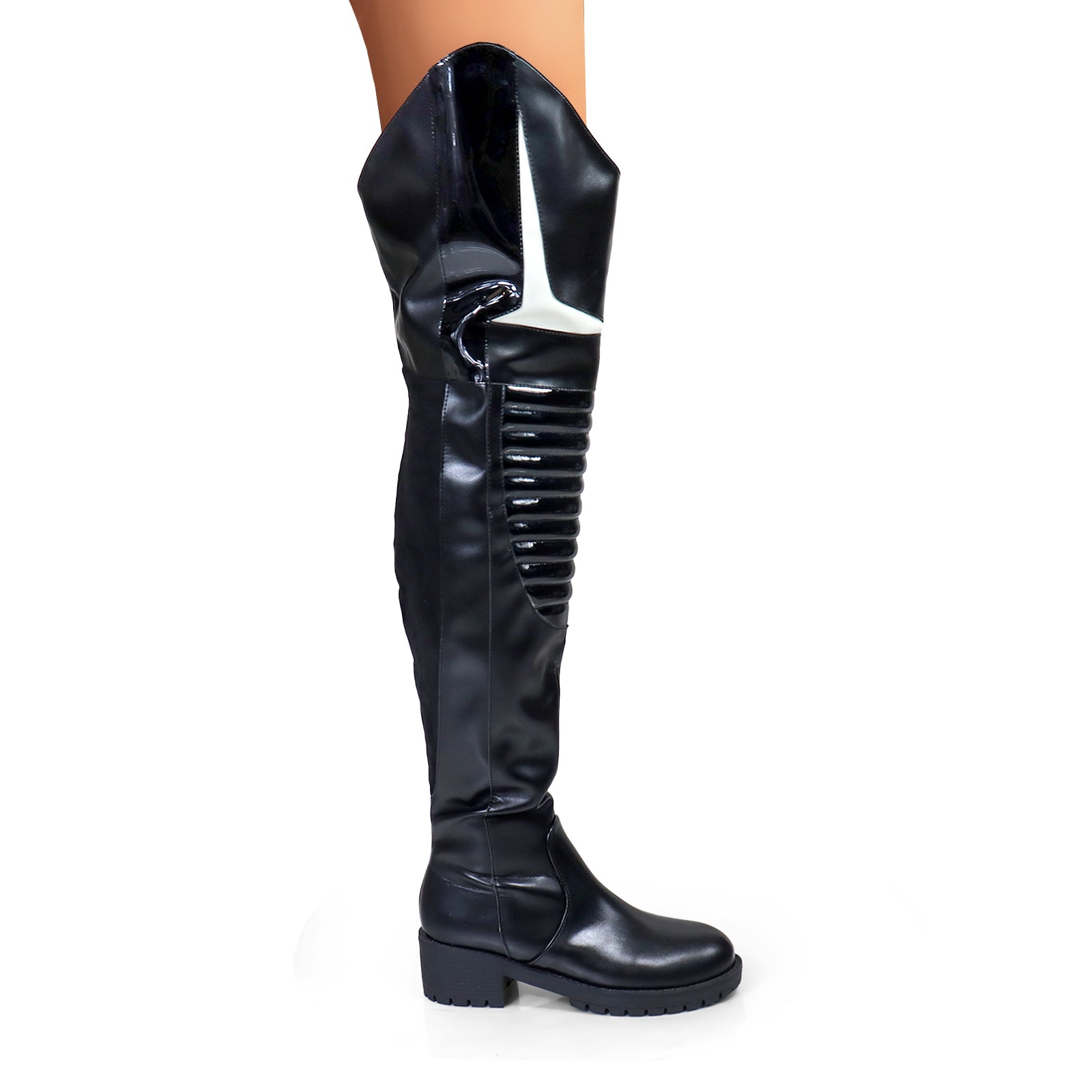 NORRIS-1 OVER KNEE HIGH BOOTS BLACK/BLACK