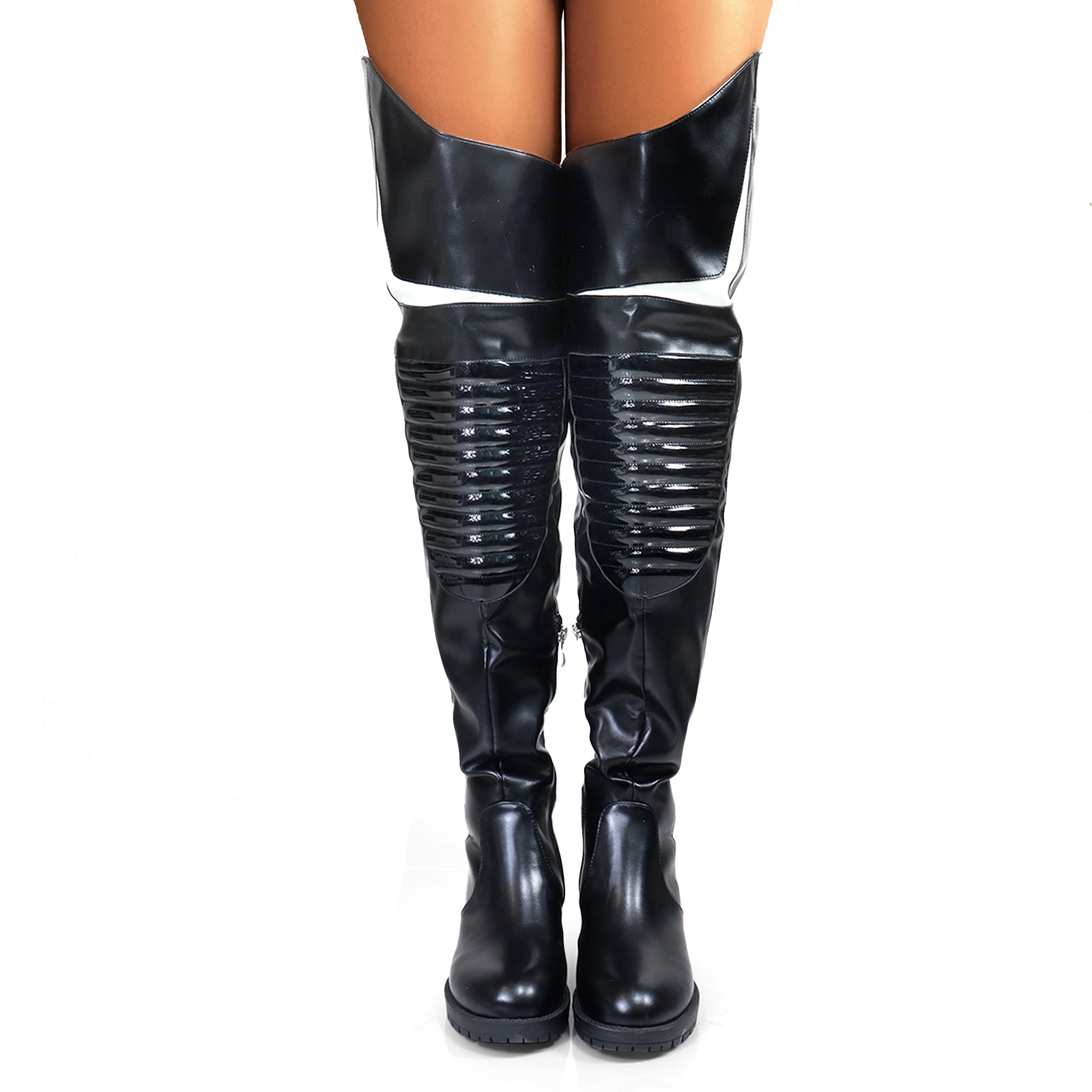NORRIS-1 OVER KNEE HIGH BOOTS BLACK/BLACK