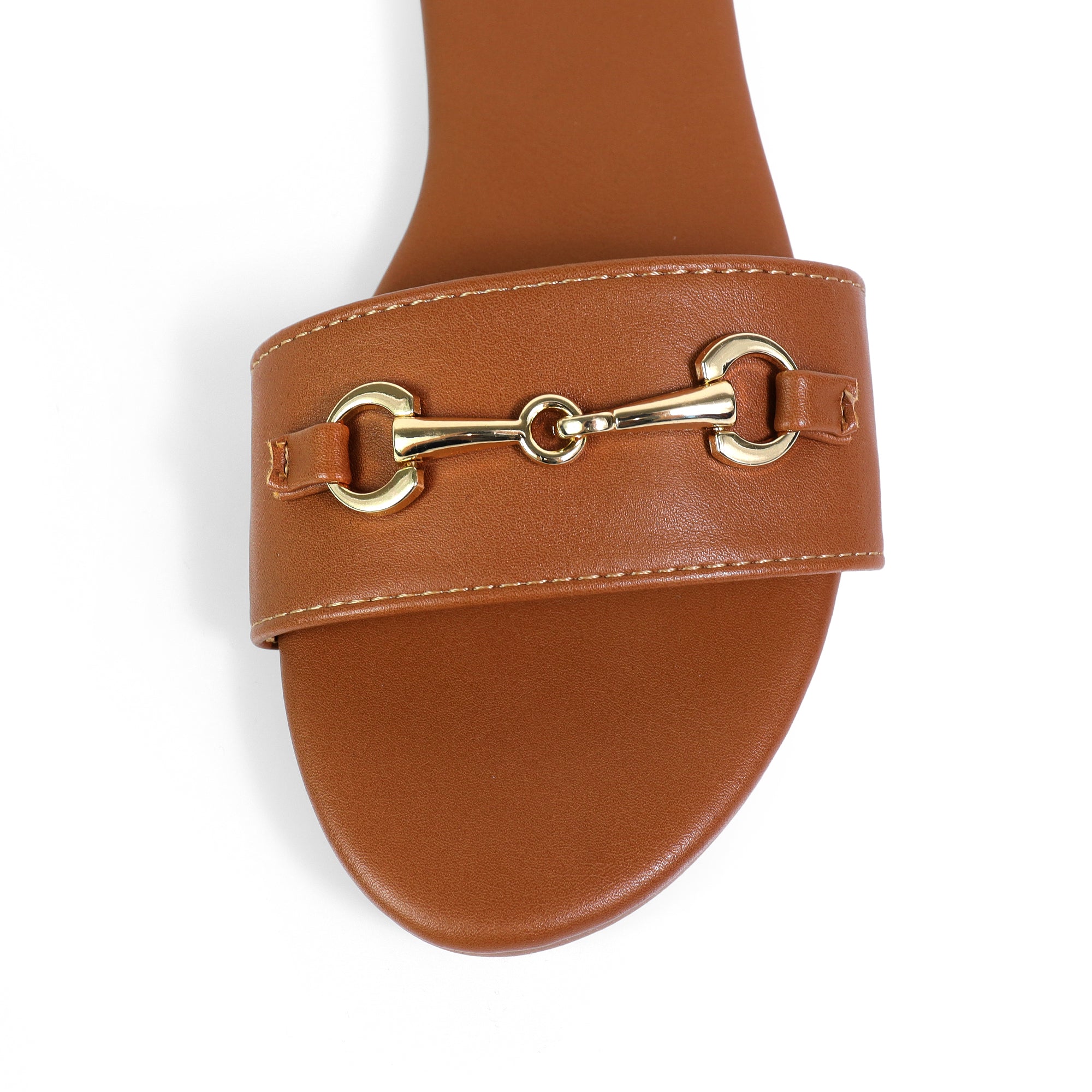 ODELA-1 HORSEBIT SANDAL SLIDE TAN PU