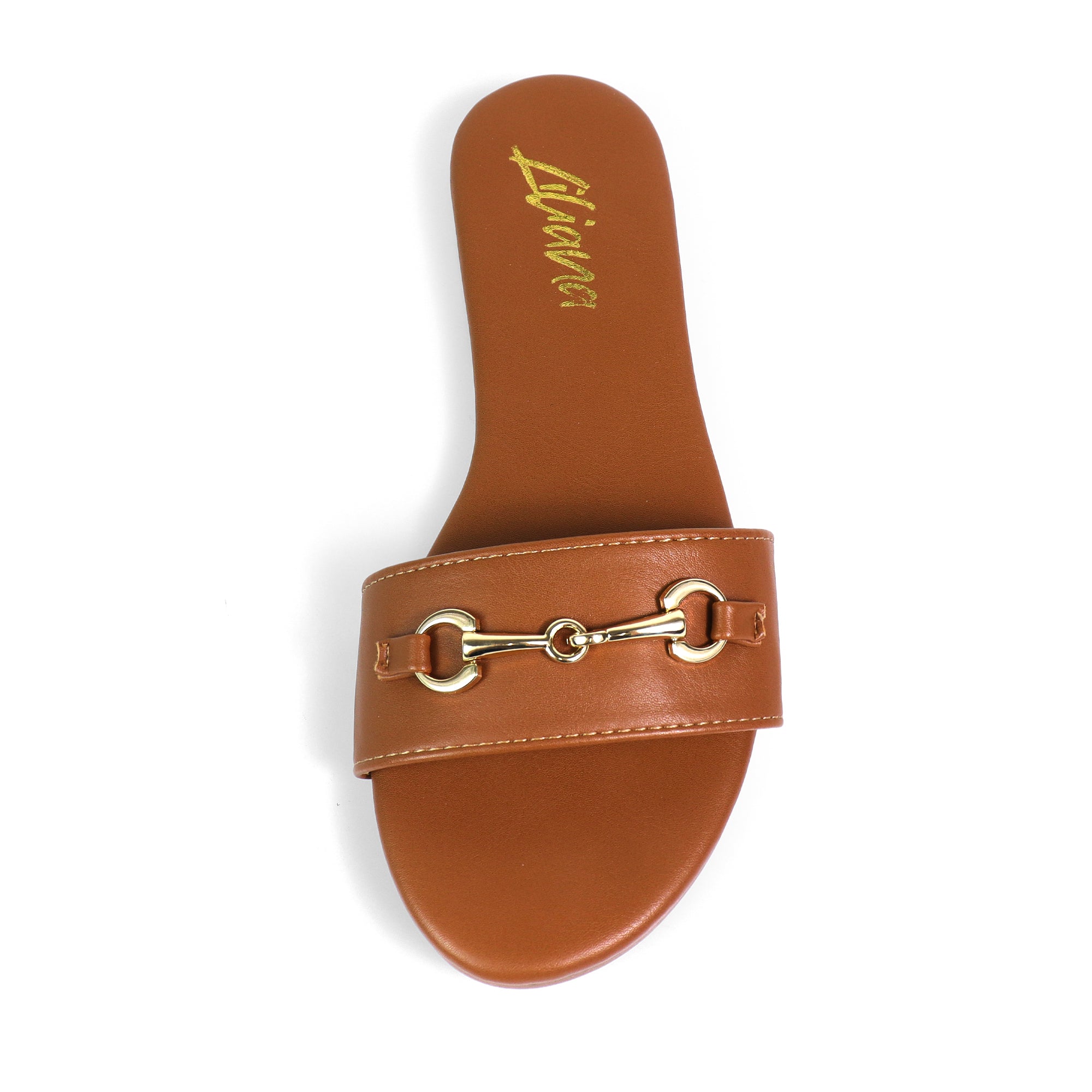 ODELA-1 HORSEBIT SANDAL SLIDE TAN PU