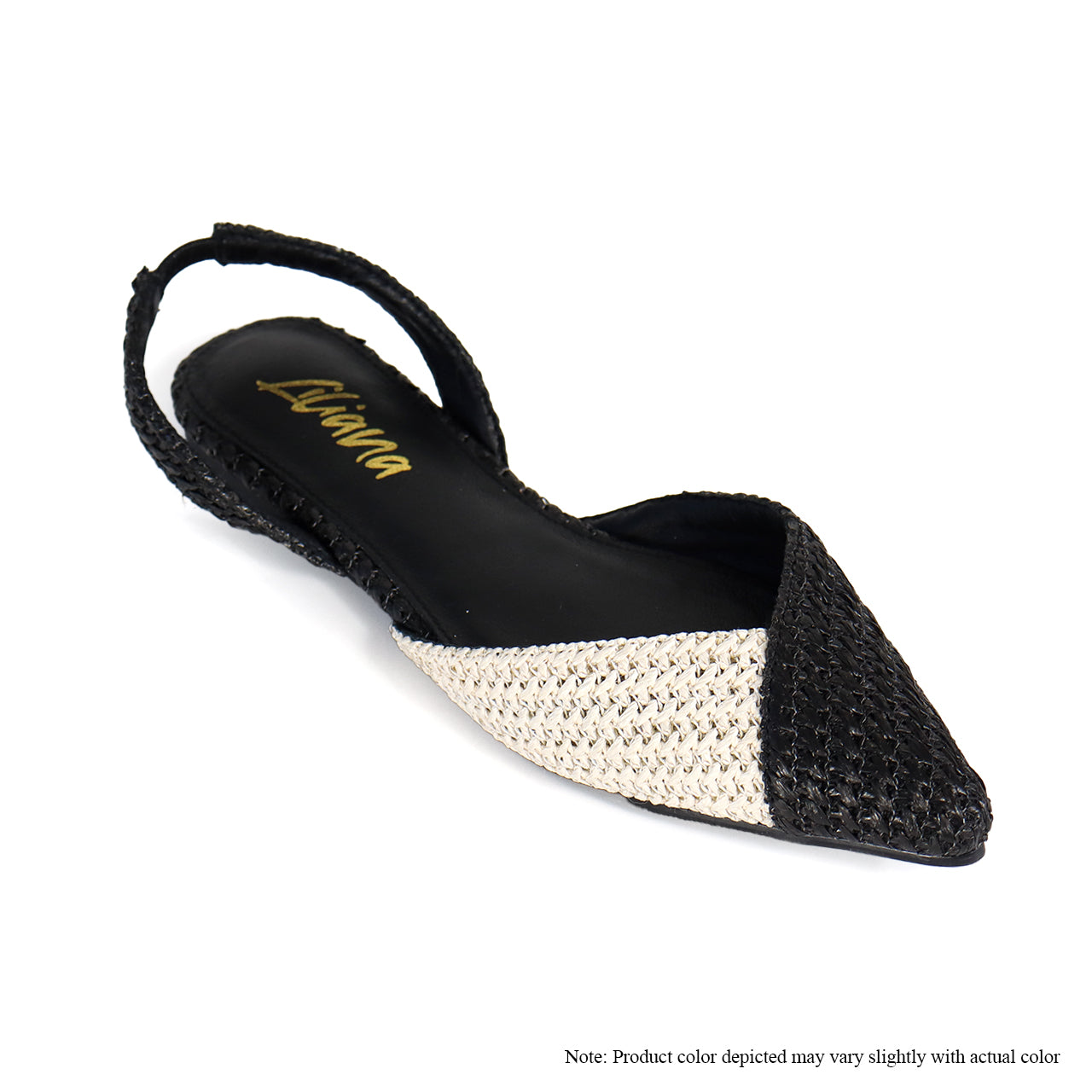 OHANA-21 RAFFIA POINTY TOE FLAT-BLACK