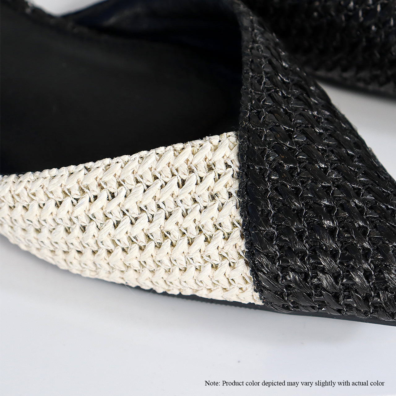 OHANA-21 RAFFIA POINTY TOE FLAT-BLACK