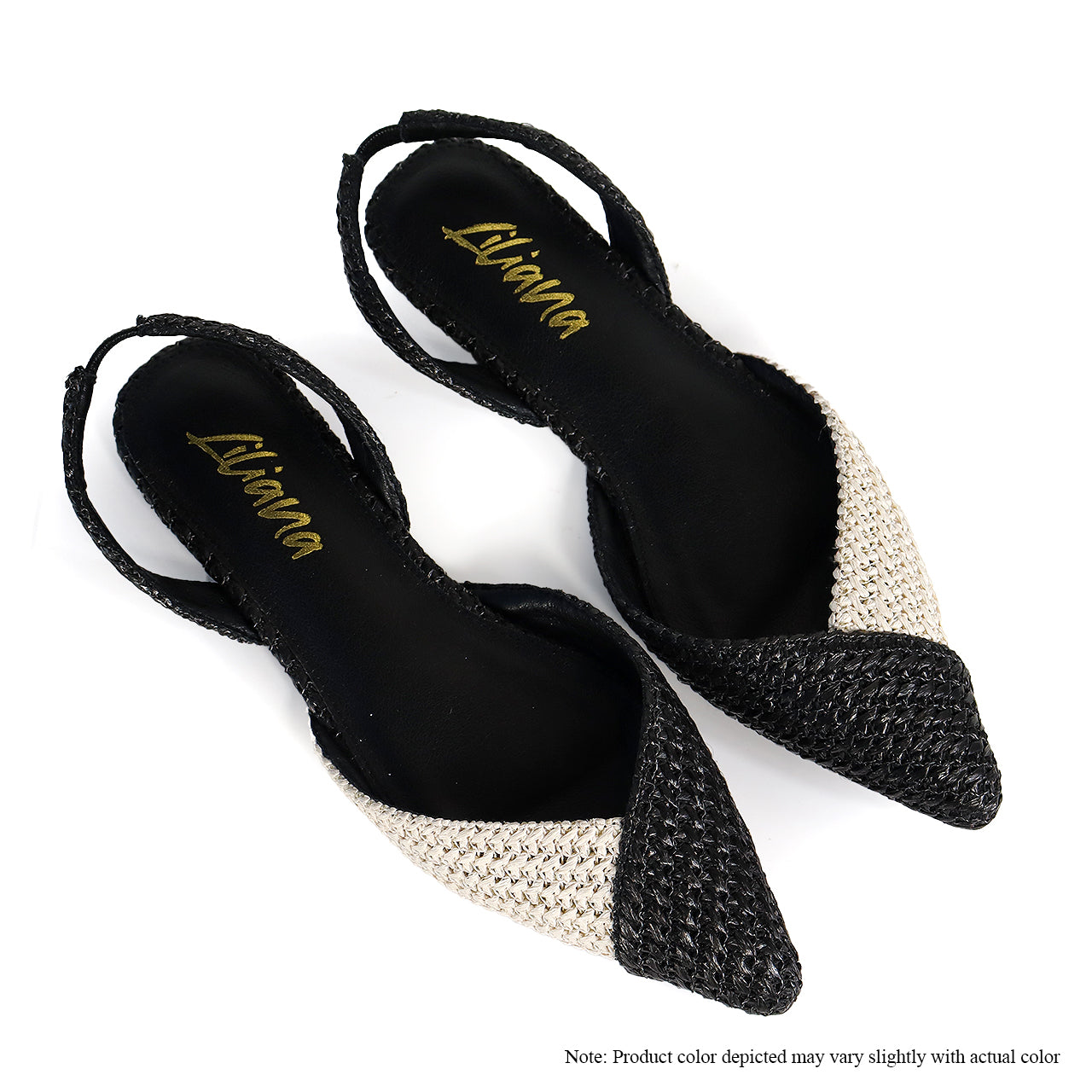 OHANA-21 RAFFIA POINTY TOE FLAT-BLACK