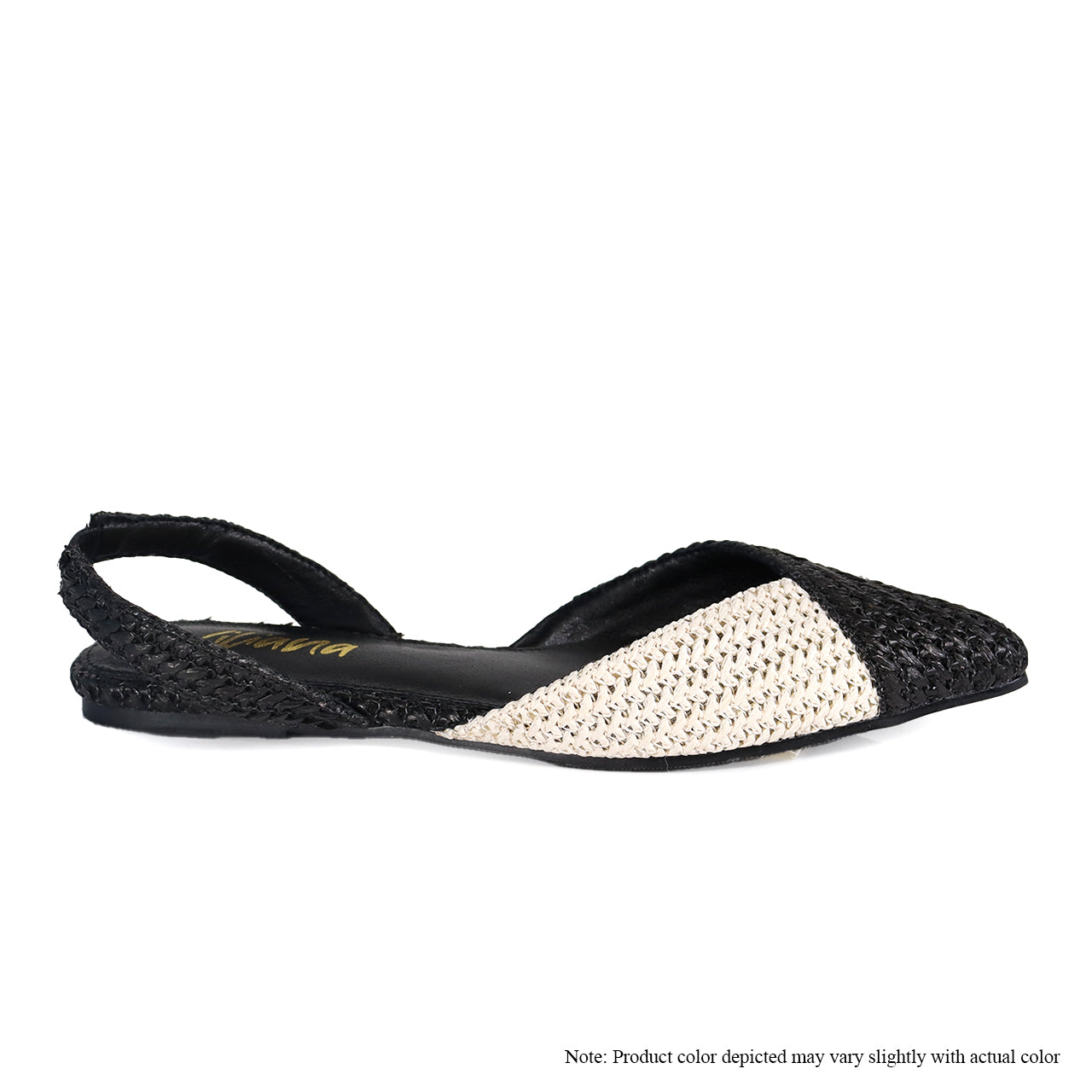 OHANA-21 RAFFIA POINTY TOE FLAT-BLACK