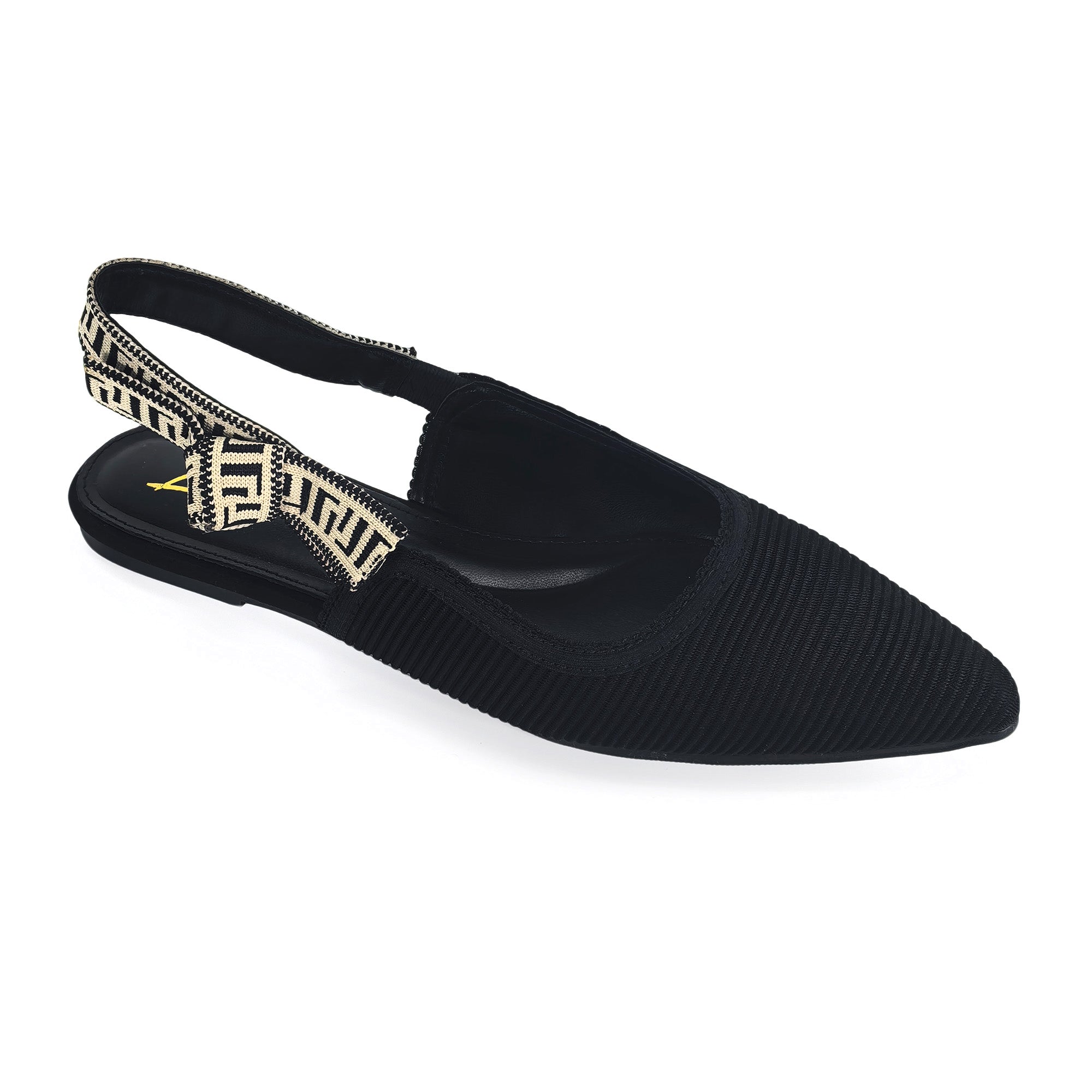 OHANA-42 POINTED MULE BUCKLE W/ SLING BACK BLACK