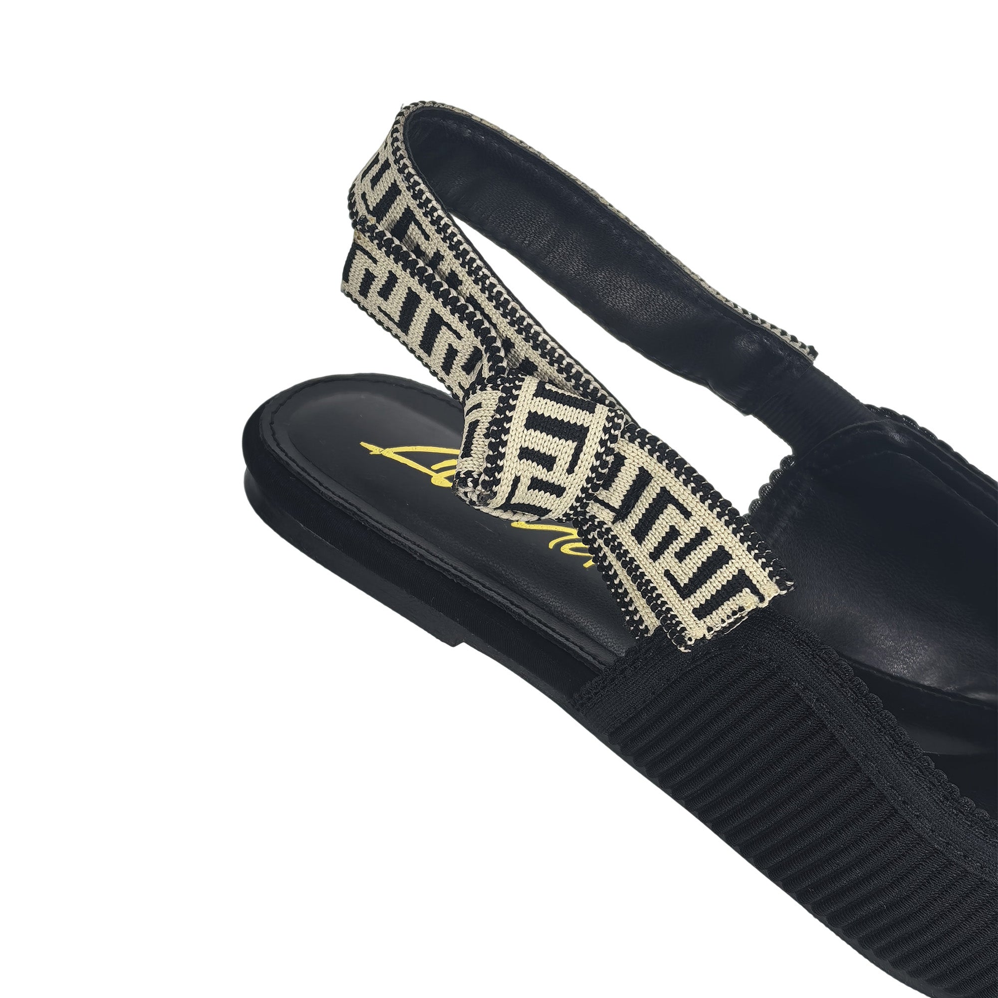 OHANA-42 POINTED MULE BUCKLE W/ SLING BACK BLACK