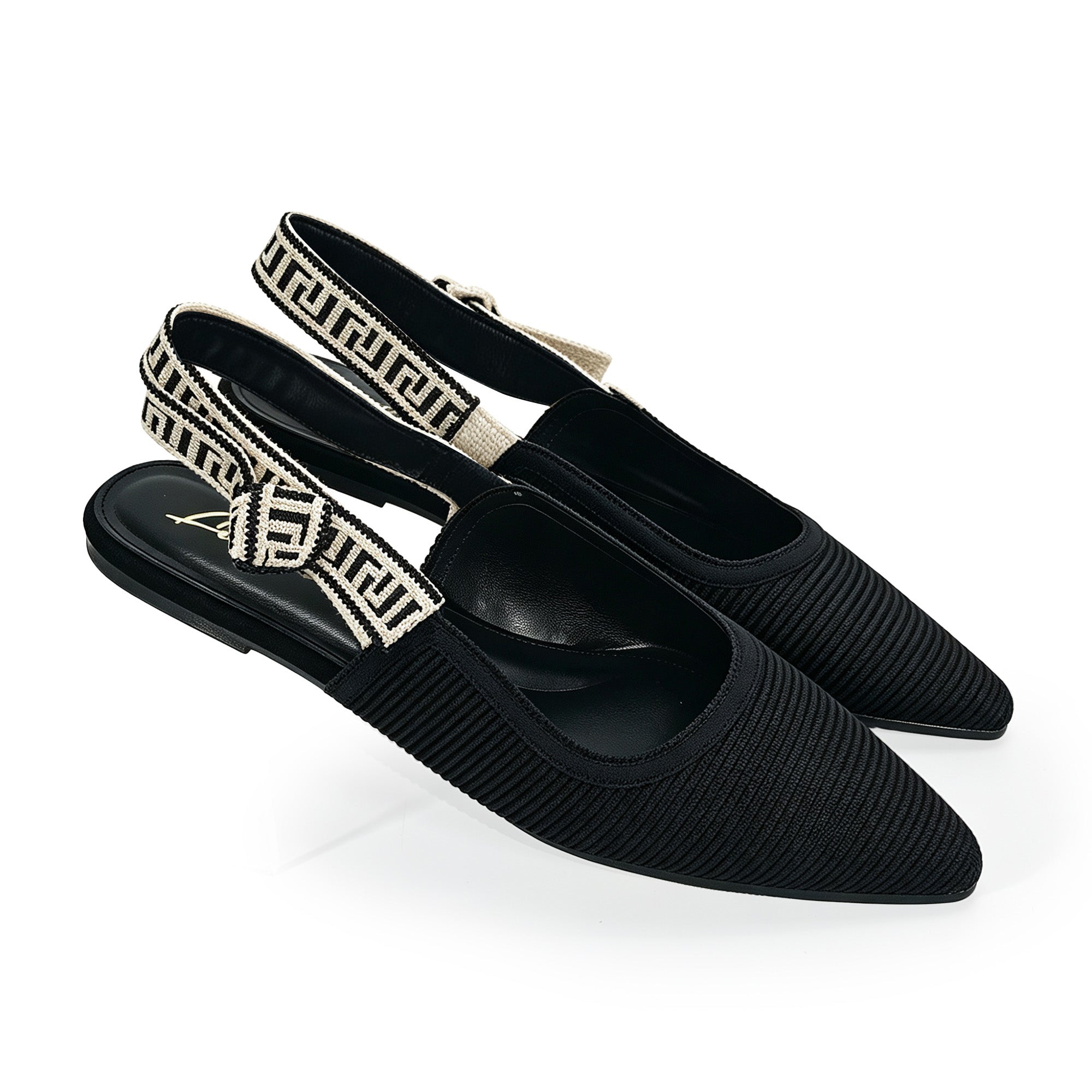 OHANA-42 POINTED MULE BUCKLE W/ SLING BACK BLACK